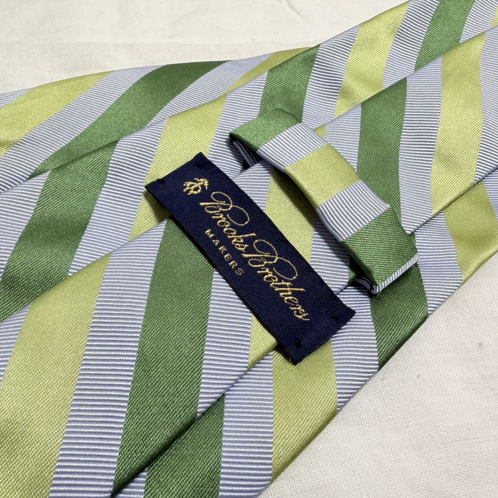 Brooks Brothers Brooks Brothers Makers Green/Blue Stripe Silkblend Tie 2000s Size ONE SIZE - 6 Thumbnail