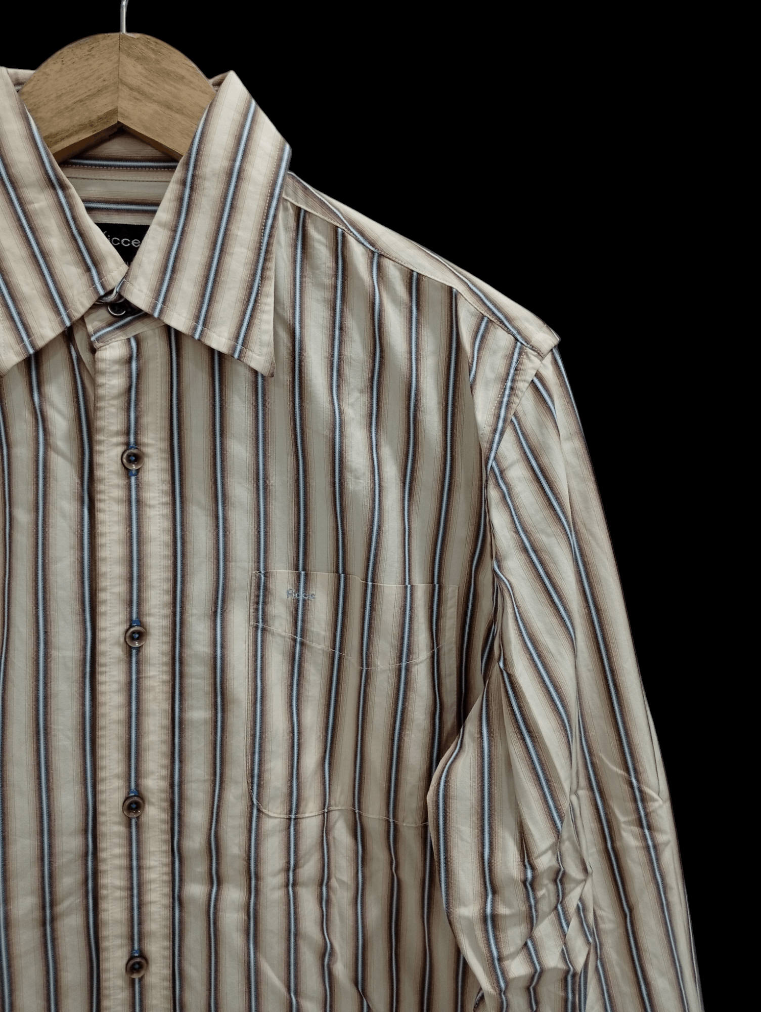 Japanese Brand × Vintage × Yoshiyuki Konishi 🔥🔥Vintage Ficce Stripe LS Shirt Size US M / EU 48-50 / 2 - 16 Thumbnail