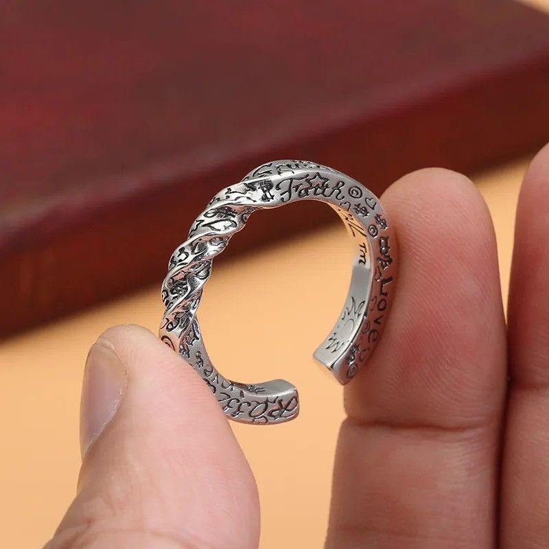 Jewelry × Vintage 925 Sterling Silver Rings Twisted Line Letter Graffiti Size ONE SIZE - 6 Thumbnail