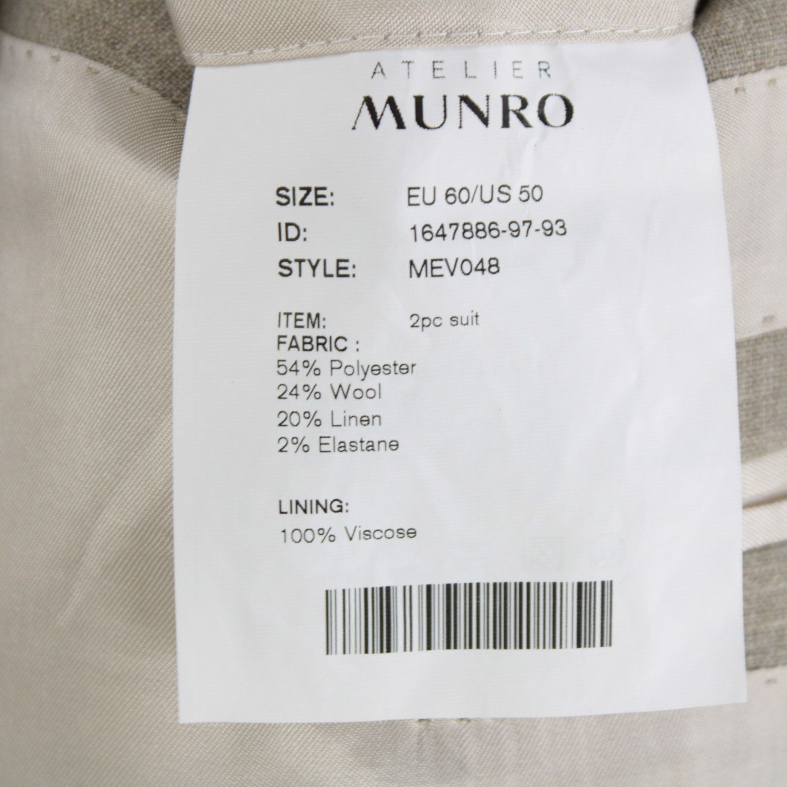 Other Atelier Munro Suit Size US 50 in Beige Size 50R - 9 Thumbnail