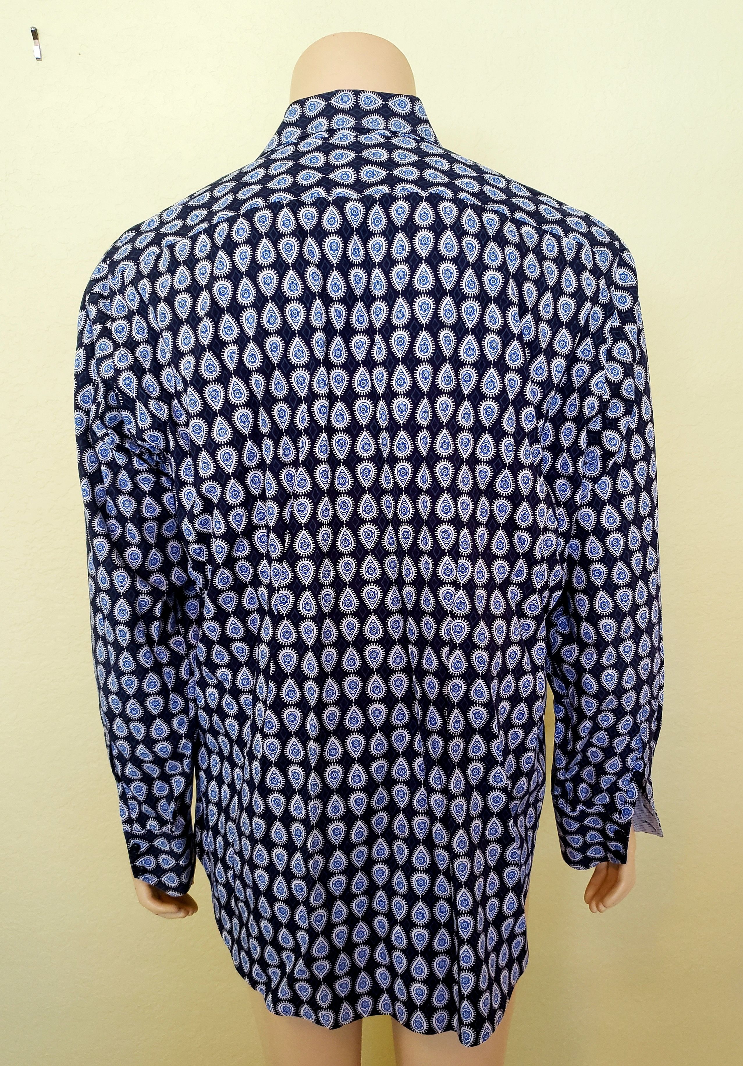 Thomas Dean men s shirt XL navy paisley button front Thomas Dean Size US XL / EU 56 / 4 - 6 Thumbnail