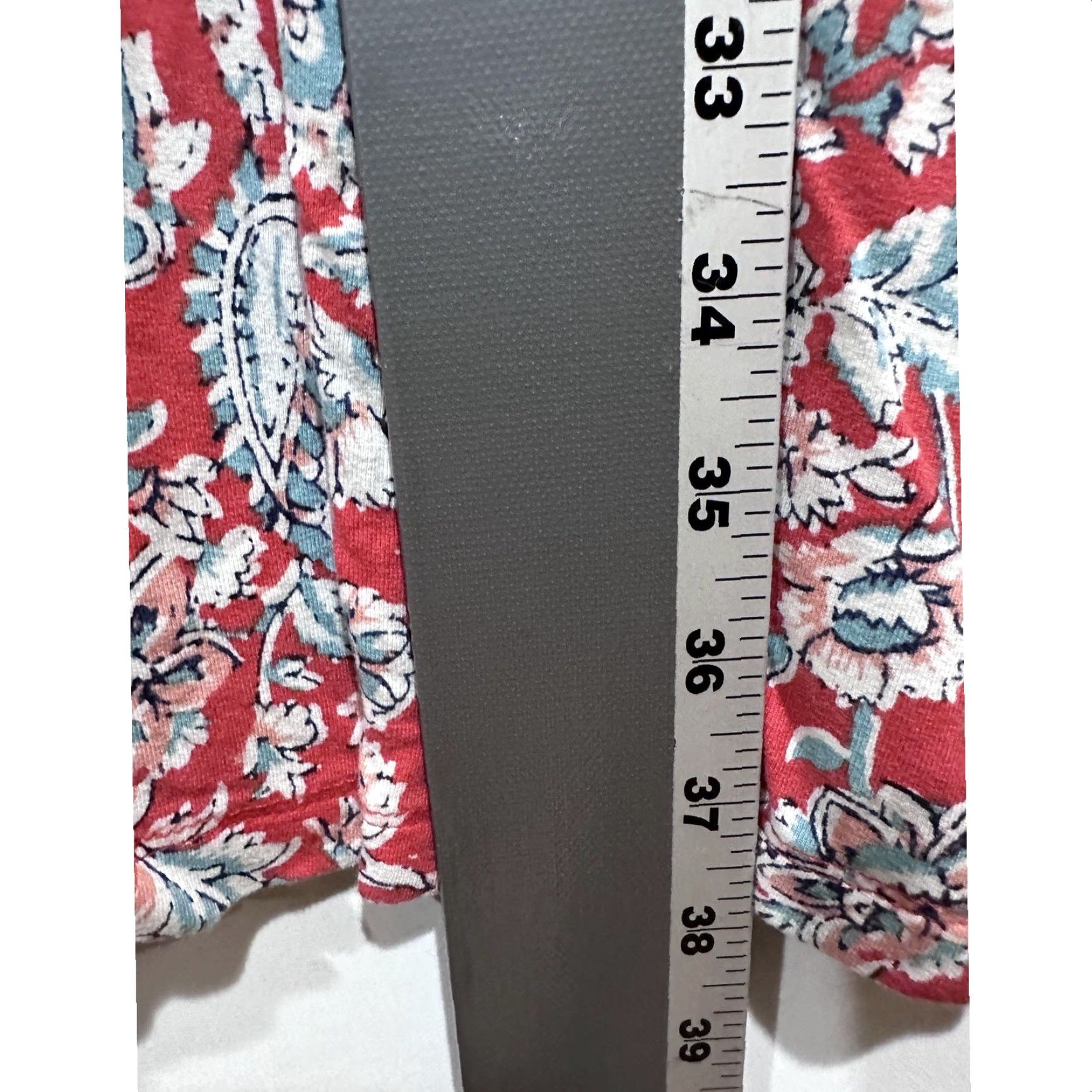 Old Navy Old Navy Dress XL Coral Teal Floral Short Sleeve Scoop Neck Stretch Midi Casual Size 40" / US 18 - 4 Thumbnail