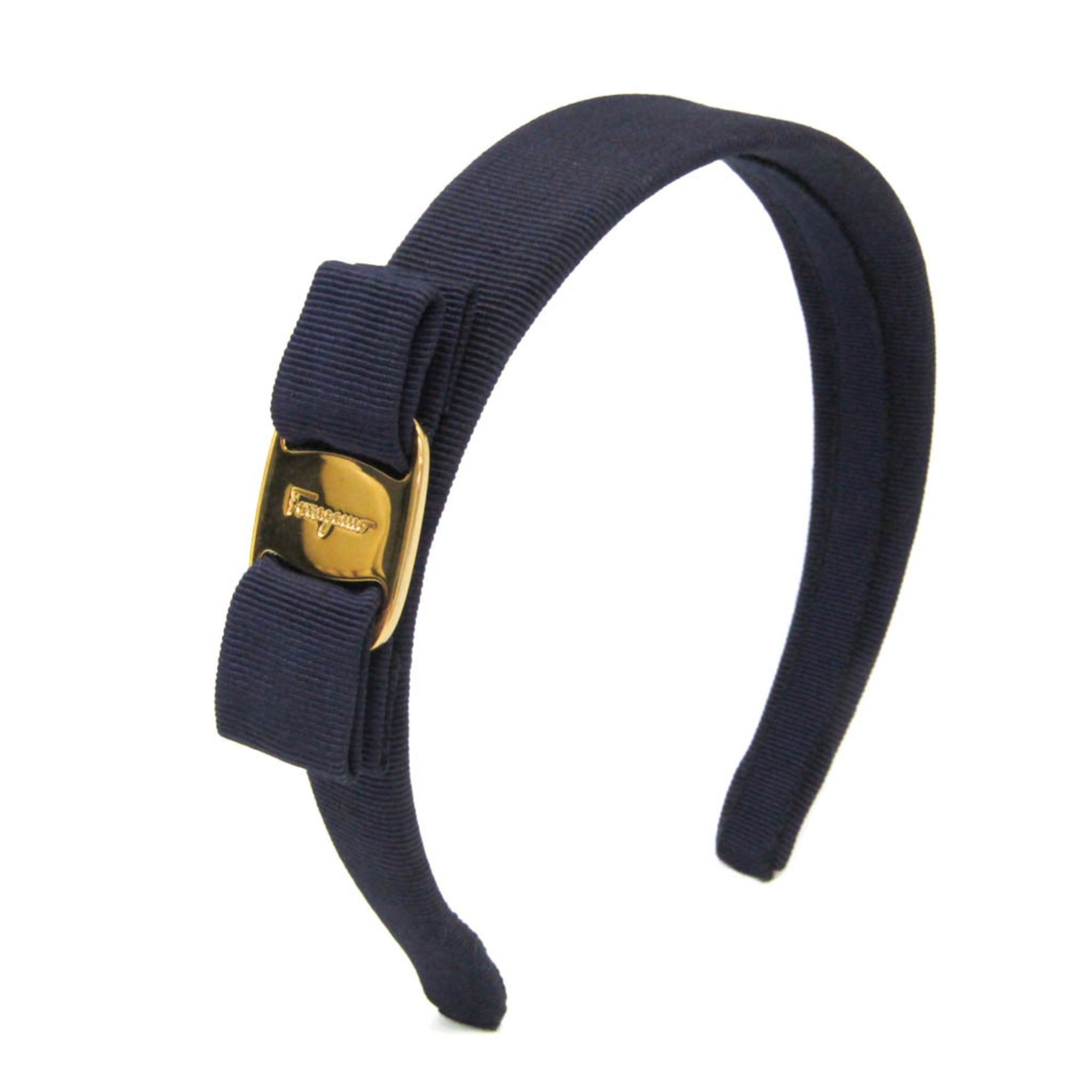 Salvatore Ferragamo Salvatore Ferragamo Vara No Stone Cotton,Metal Women's Alice Band Navy Size ONE SIZE - 1 Thumbnail