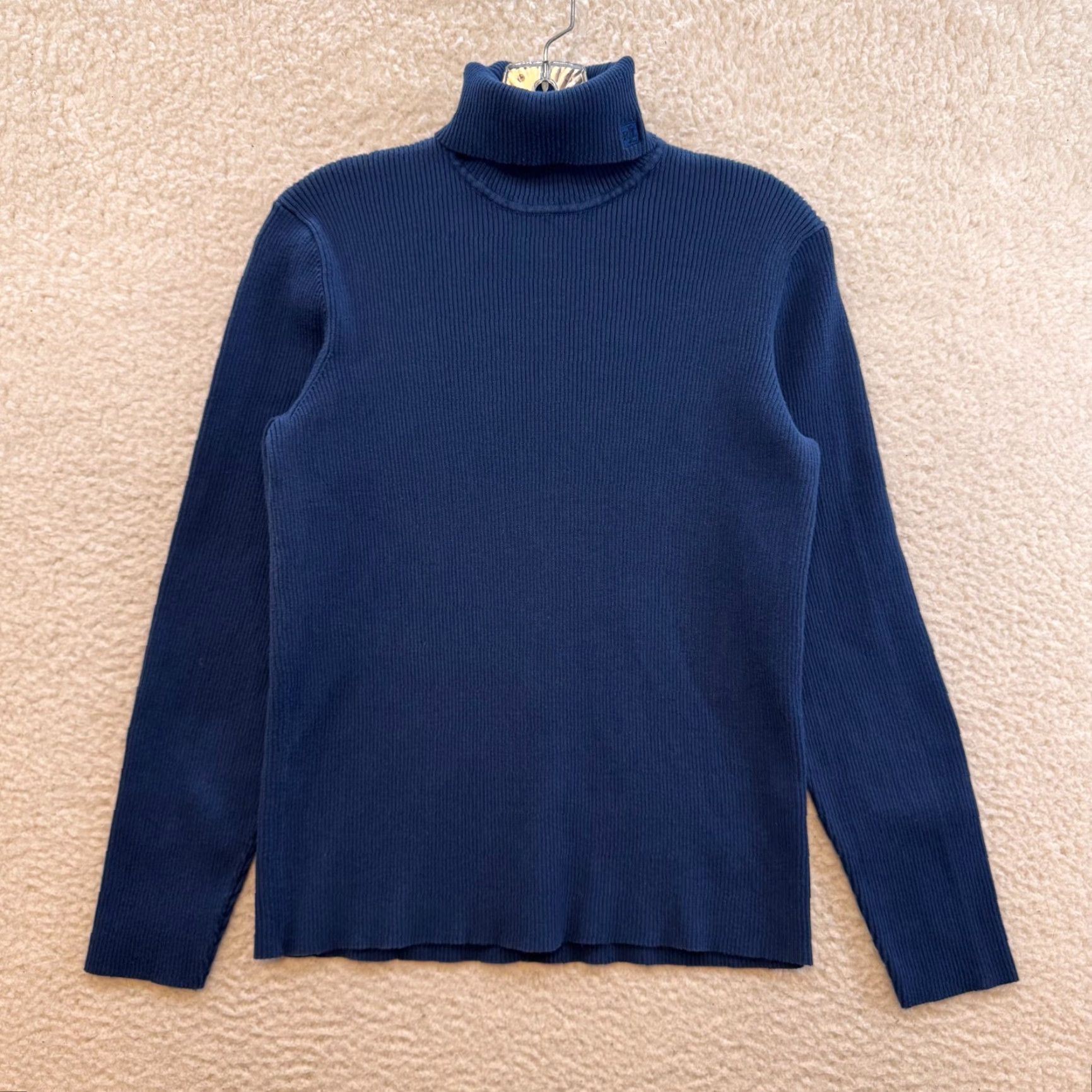 Ralph Lauren VINTAGE Lauren Ralph Lauren Turtleneck Sweater XL Large Blue Rib Knit Logo Mens? Womens? Size XL / US 12-14 / IT 48-50 - 2 Thumbnail