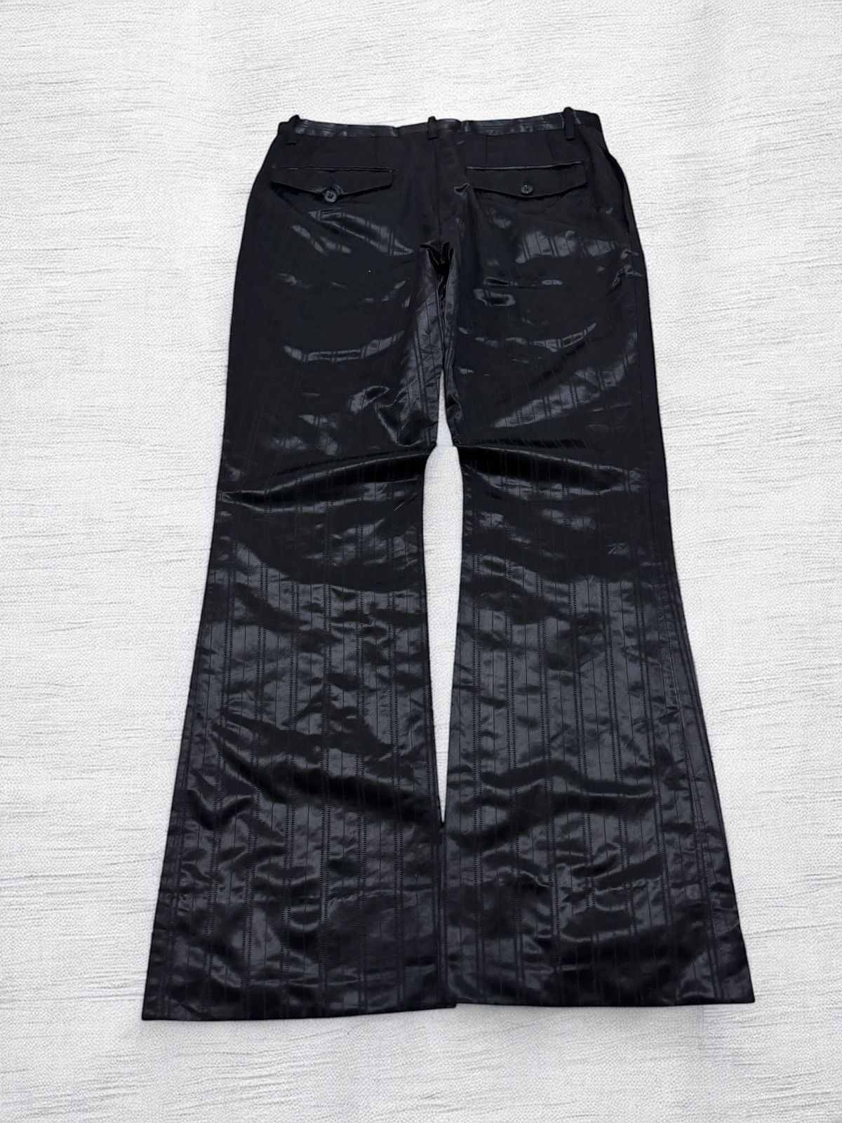 Tete Homme Vintage Tete Homme Black Glossy Flare Pants Bell Bottoms Size US 29 - 2 Thumbnail
