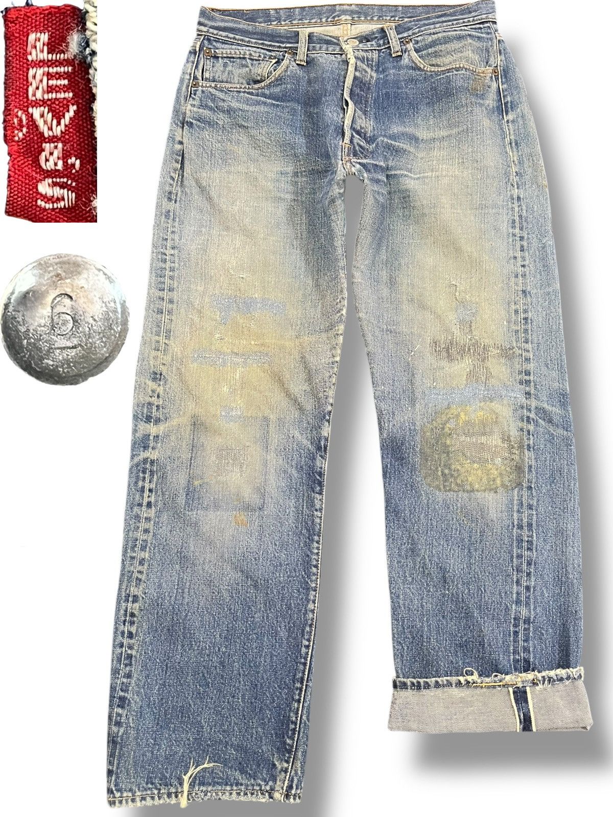 Levi's Vintage 60’s Levi’s 501 Big E Stamp Button No.6 Selvedge Size US 33 - 1 Thumbnail