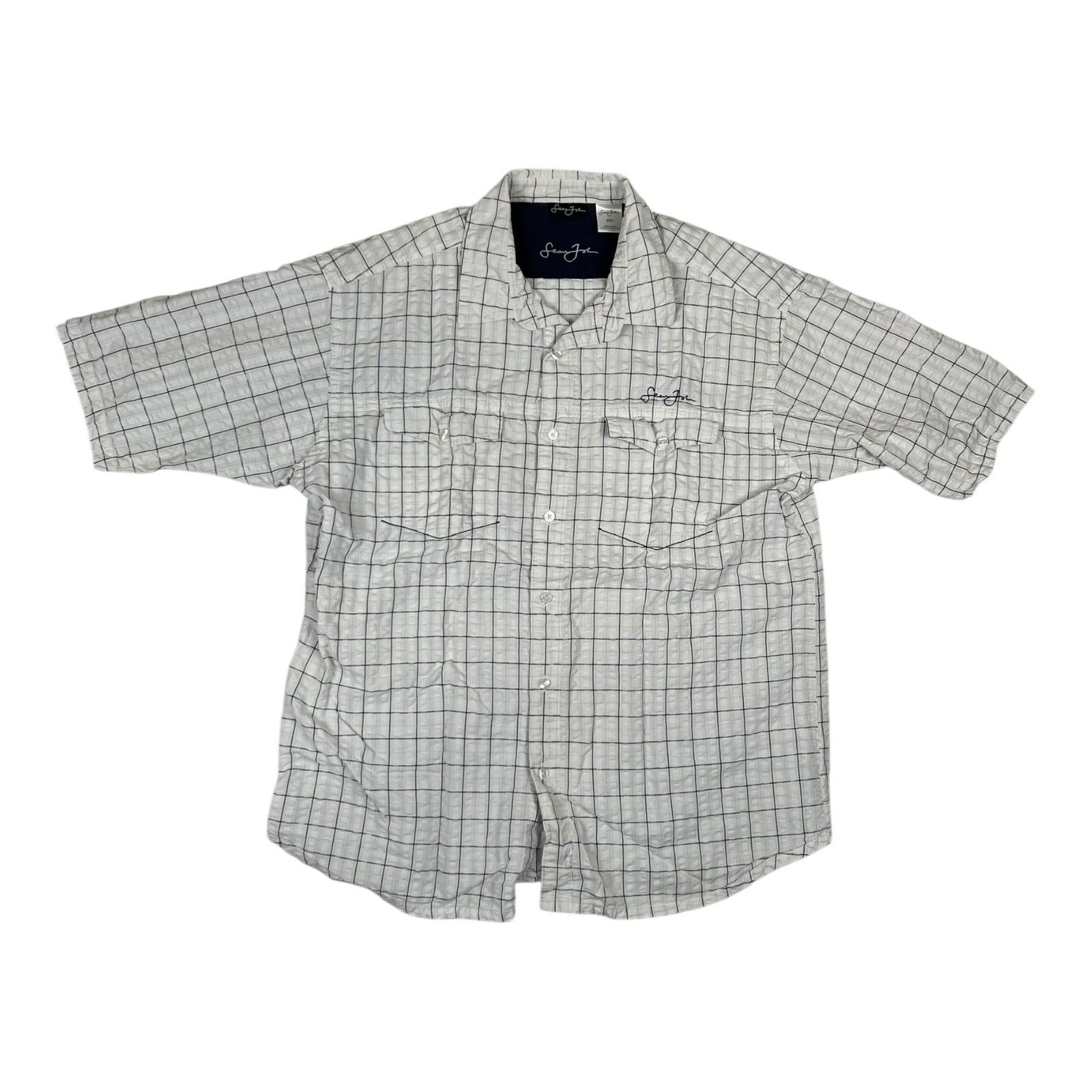 Sean John Vintage Sean John Short Sleeve Button Up Shirt Size 2XL Whit Size US XXL / EU 58 / 5 - 1 Thumbnail