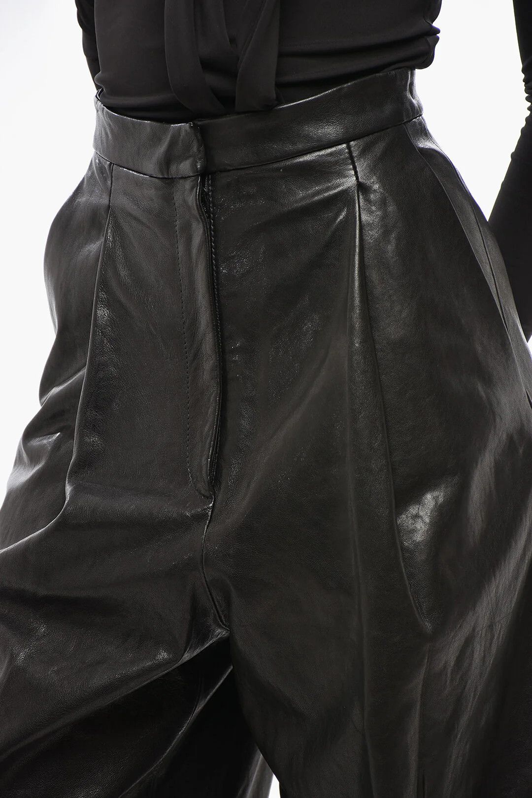 KHAITE og1mm0426 Balloon-Fit Leather Pant in Black Size 28" / US 6 / IT 42 - 3 Thumbnail