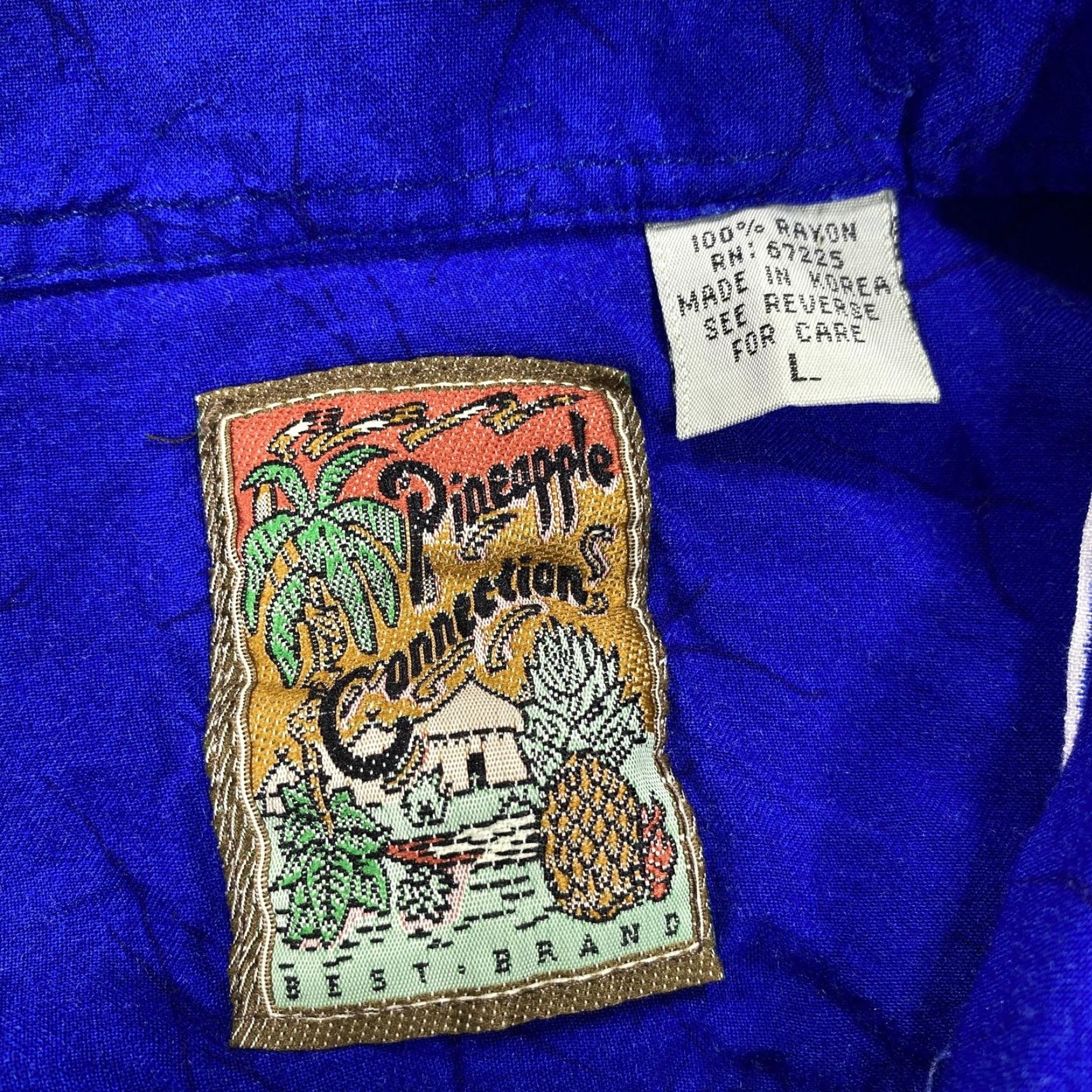 Vintage Pineapple Connections Shirt Mens Large Blue Hawaiian Short Sleeve Button-Up Size US L / EU 52-54 / 3 - 2 Thumbnail
