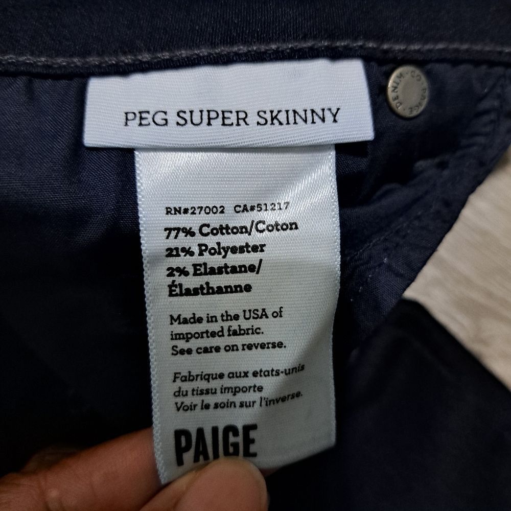Paige Paige Peg Super Skinny Mid Rise Dark Wash Vertigo Size 28 Size 28" / US 6 / IT 42 - 5 Thumbnail