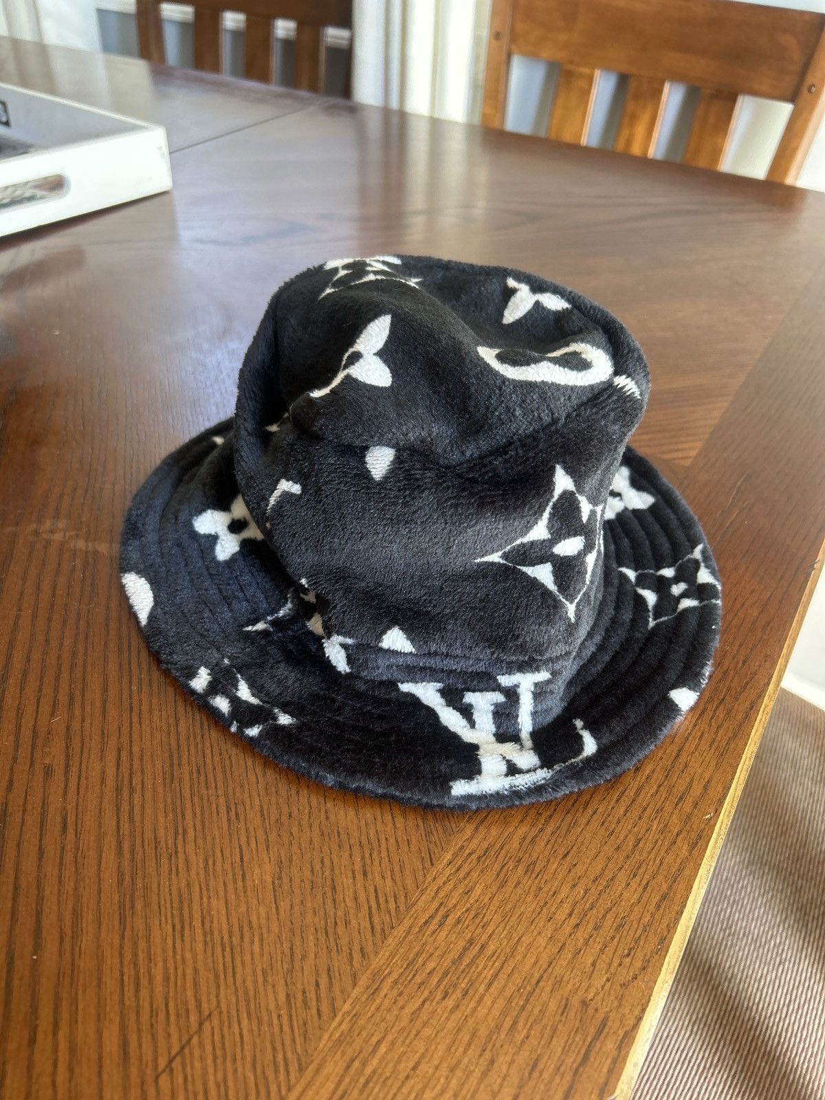Other Custxm Creations Black Monogram Fuzzy Bucket Hat Size ONE SIZE - 3 Thumbnail