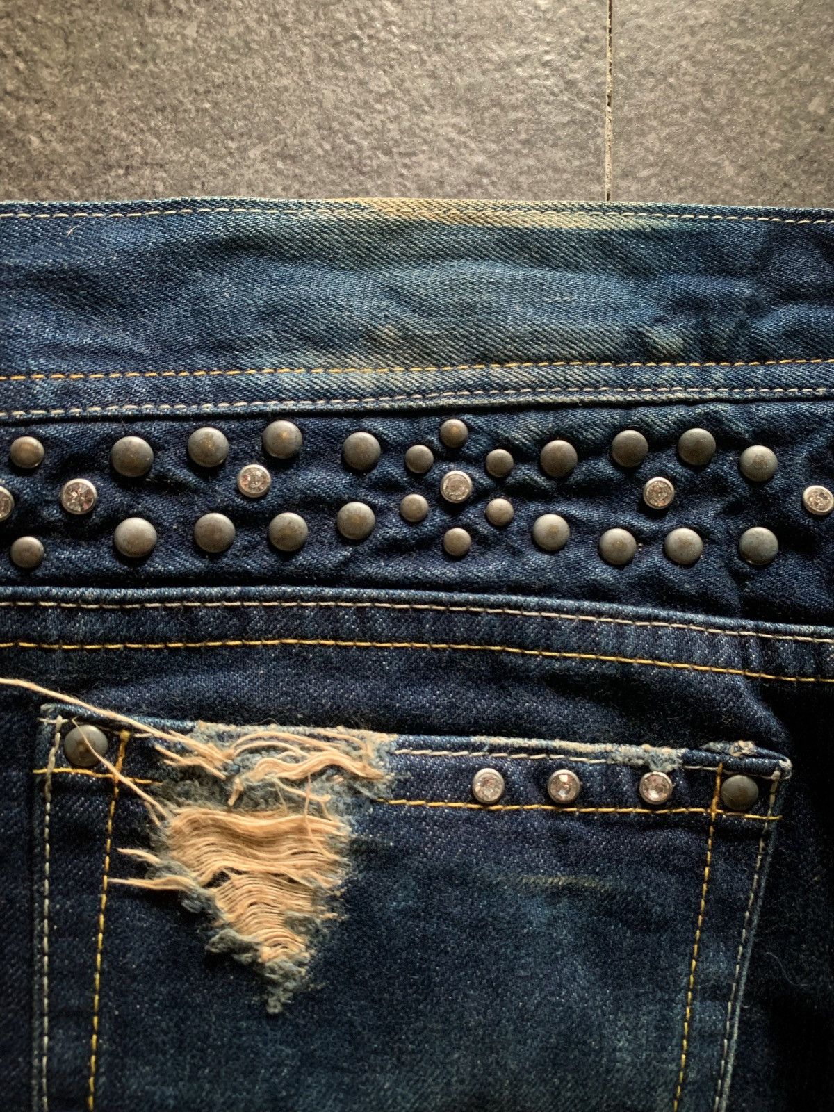 If Six Was Nine Varosh Mud Wash Studded Swarovski Flared Denim Size US 32 / EU 48 - 11 Thumbnail