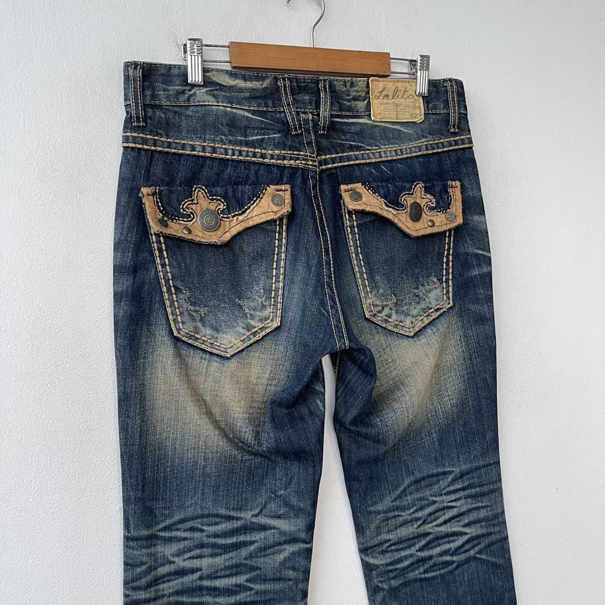 Lolita Jeans Archival Lolita Jeans Fleur-de-lis Suede Patchwork Denim Size US 30 / EU 46 - 10 Thumbnail