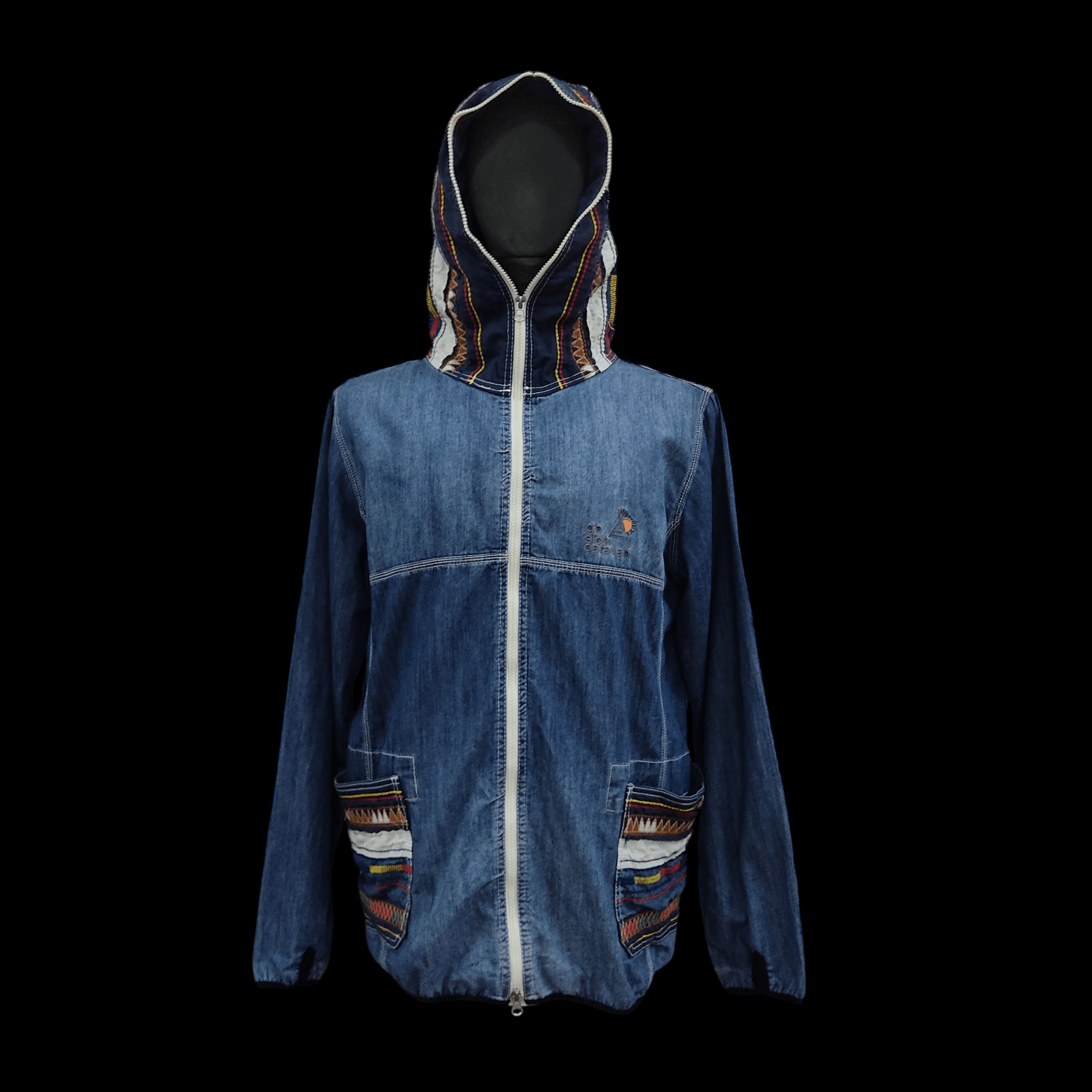 go slow caravan Native Embroidery Denim Mt. Parka Jacket Size US XL / EU 56 / 4 - 1 Thumbnail