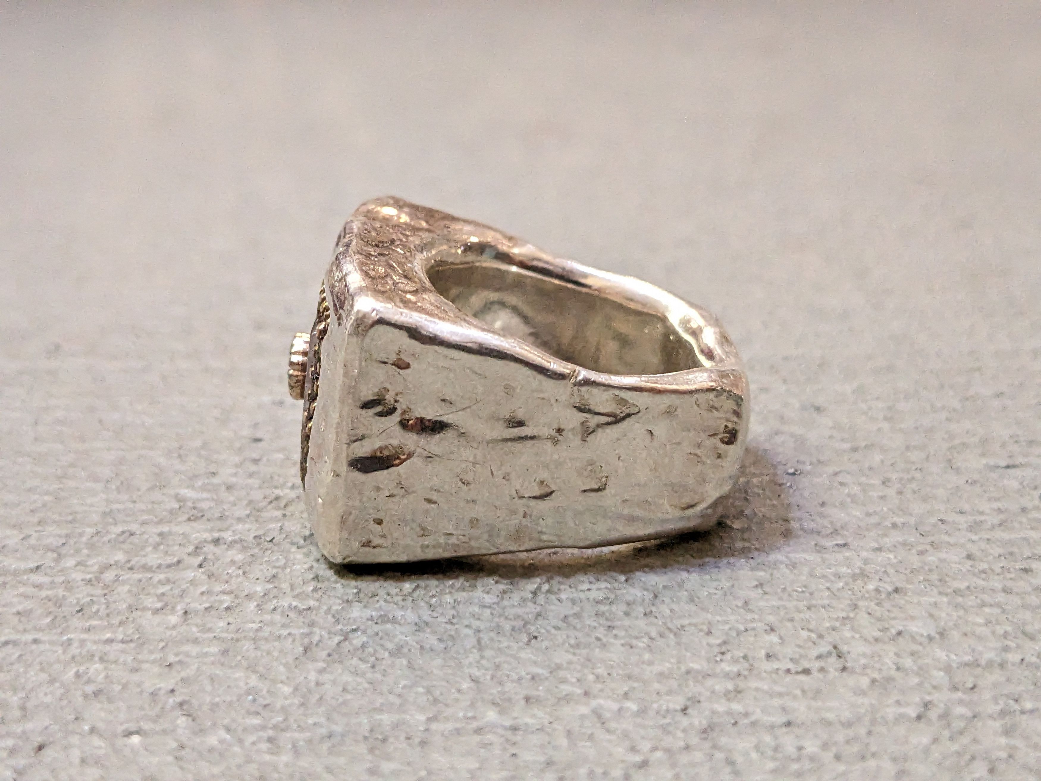 Jewelry Vintage Sterling Silver Ring Size 7.5 Hammered Modern Y2K Size ONE SIZE - 4 Thumbnail