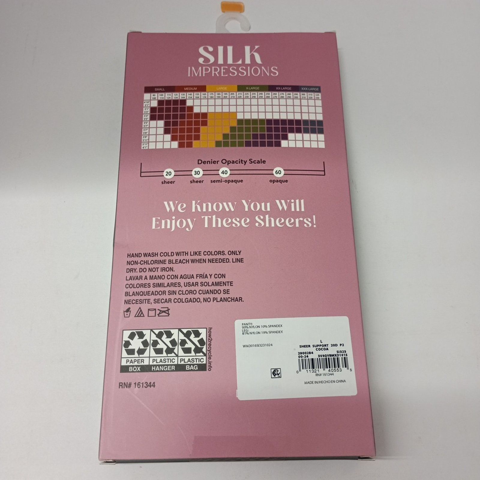 Other Silk Impressions Pantyhose 2-Pack Women's L Cocoa 20 Denier Size ONE SIZE - 3 Thumbnail