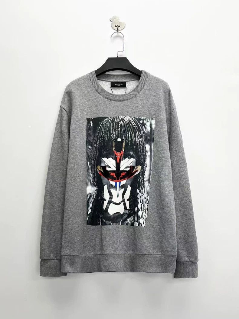 Givenchy Givenchy Show model gray Native American braid print hoodi Size US XXS / EU 40 - 1 Thumbnail