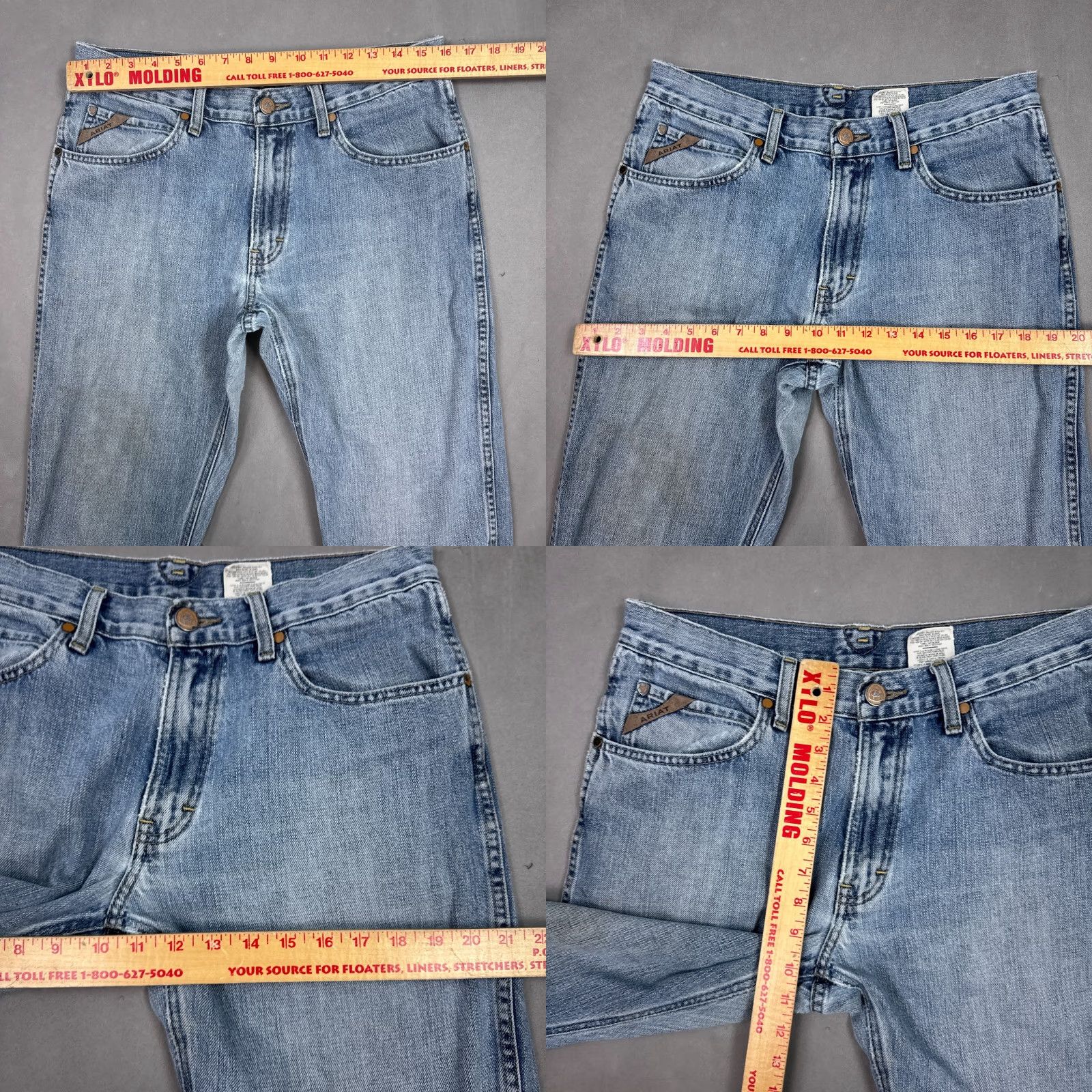 Ariat Ariat Jeans Mens 32x36 Blue M1 Denim Pants Distress Western Chore Workwear 5-Pocket Regular Fit Size US 32 / EU 48 - 9 Thumbnail