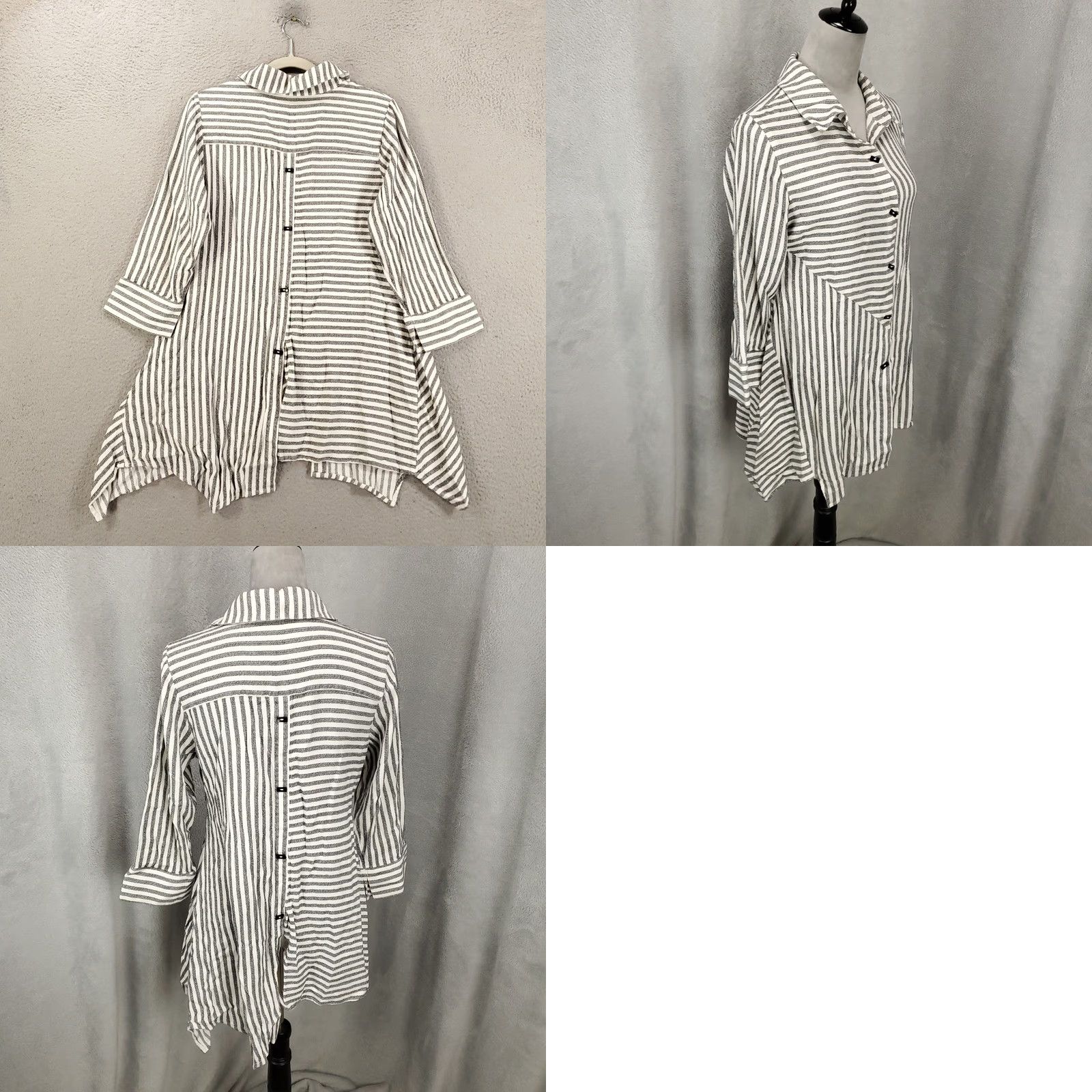 Soft Surroundings Soft Surroundings Tunic Shirt Womens M Black White Striped Button Up Read Size M / US 6-8 / IT 42-44 - 8 Thumbnail