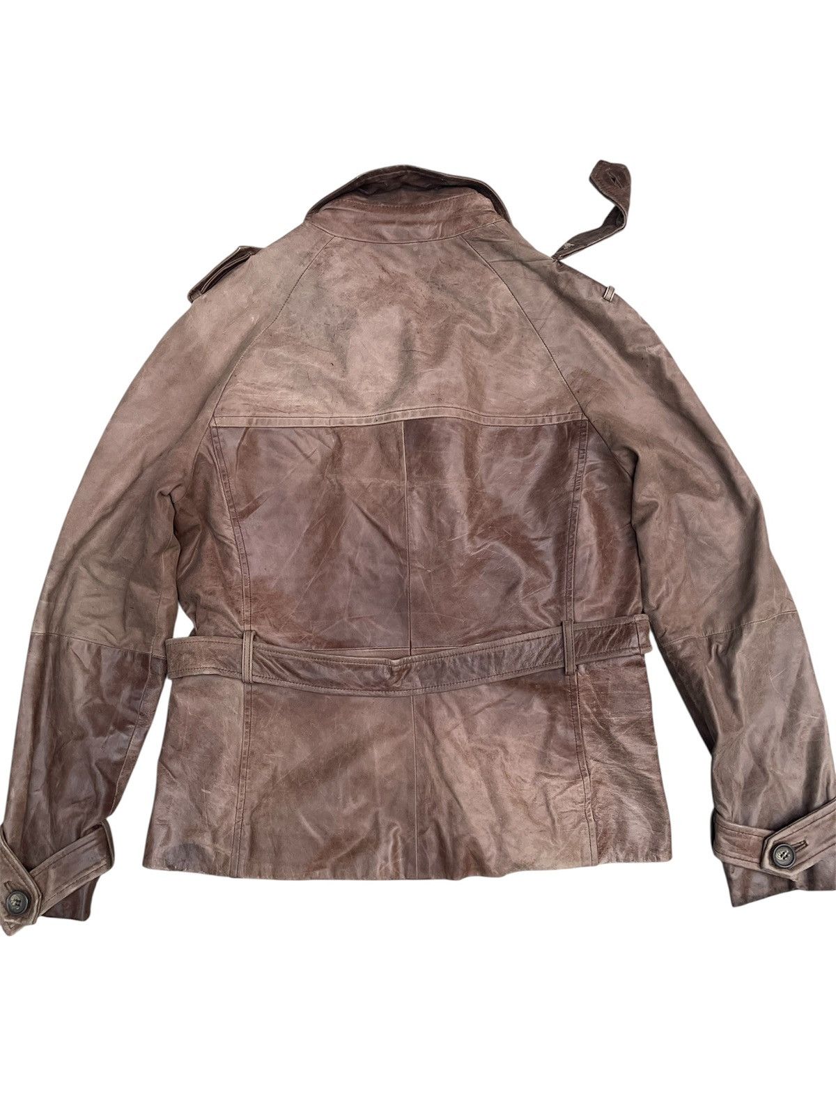 Zara ZARA BASIC Brown Double Breasted Leather Jacket Size M / US 6-8 / IT 42-44 - 2 Thumbnail
