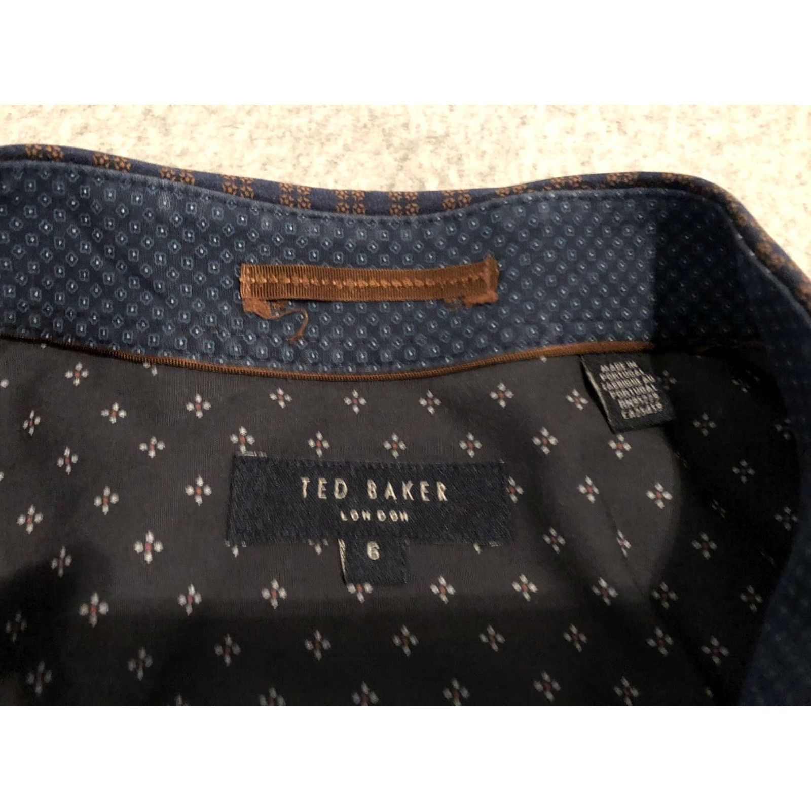 Ted Baker Ted Baker London Long Sleeve Shirt Mens Size 6 Geometric Purple 100% Cotton Button-Up Regular Adult Mens Size US S / EU 44-46 / 1 - 3 Thumbnail