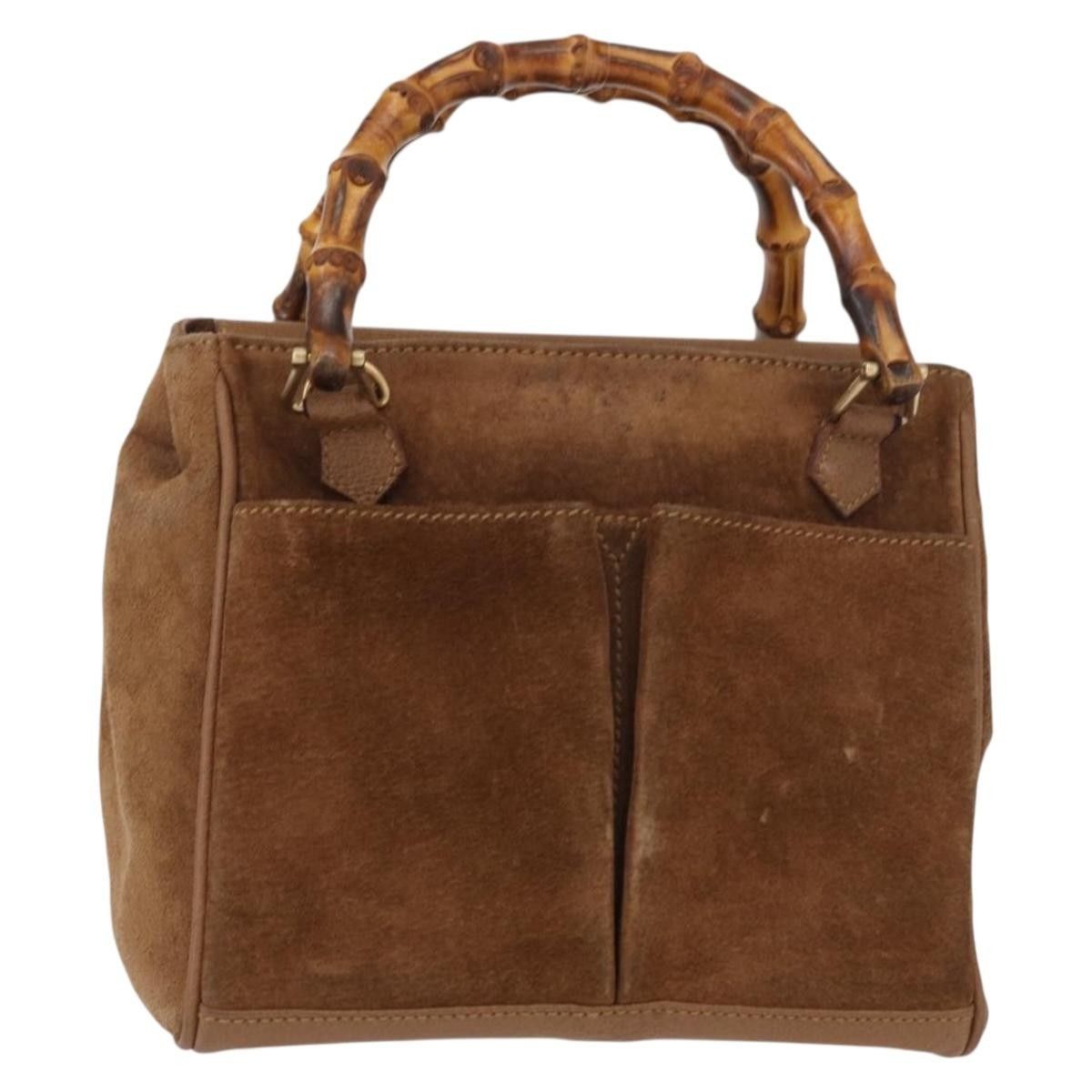 Gucci Gucci Vintage Bamboo Front Pocket Tote Suede Size ONE SIZE - 1 Thumbnail