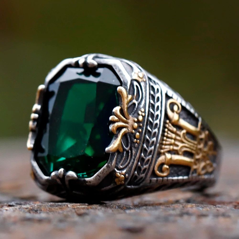 Jewelry Crown Totem green Ring Streetwear Jewelry Fashion Gift Size ONE SIZE - 1 Thumbnail