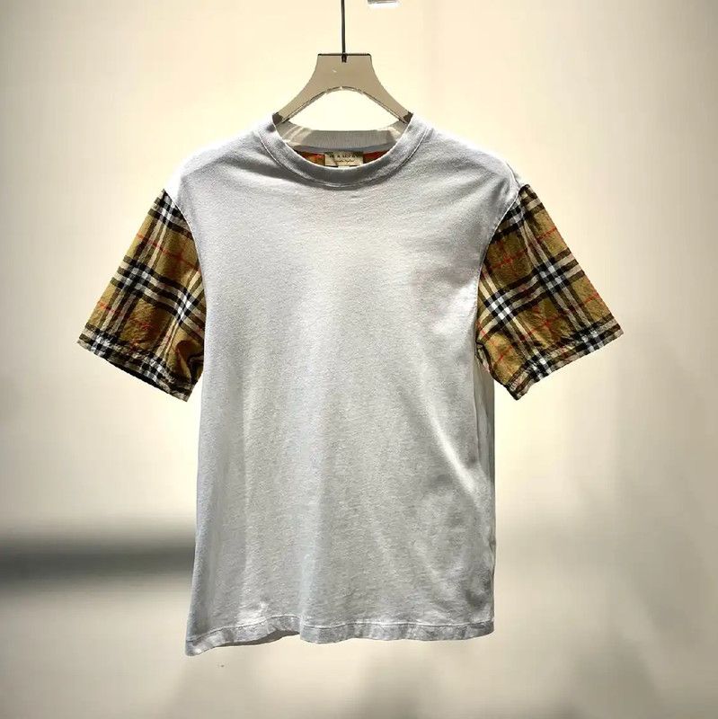 Burberry Burberry White Cotton T-Shirt with Check Sleeves Size XS / US 0-2 / IT 36-38 - 1 Thumbnail