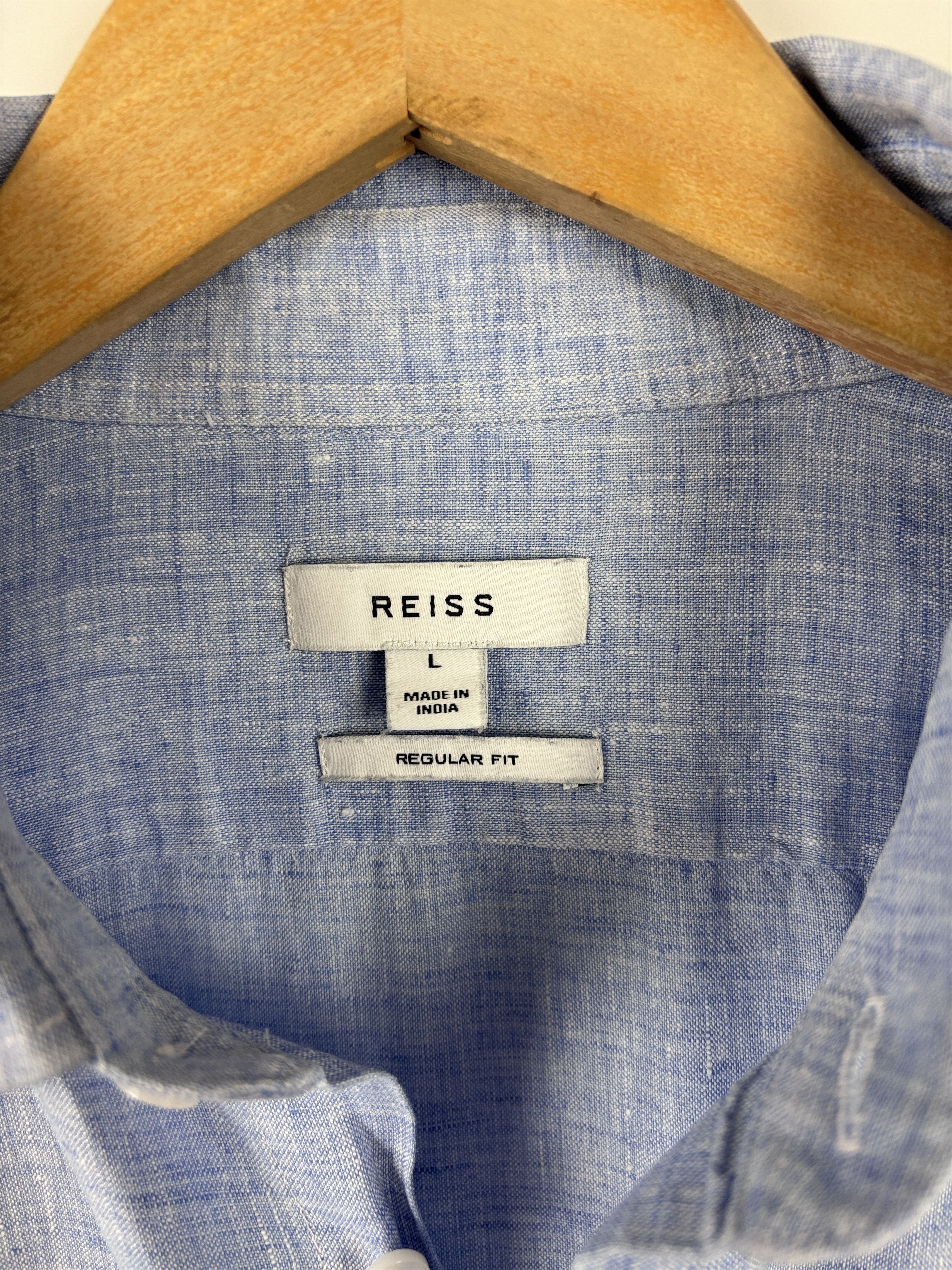 Reiss Mens Reiss Button Up Longsleeve Shirt Linen Blue Size L Size US L / EU 52-54 / 3 - 5 Thumbnail