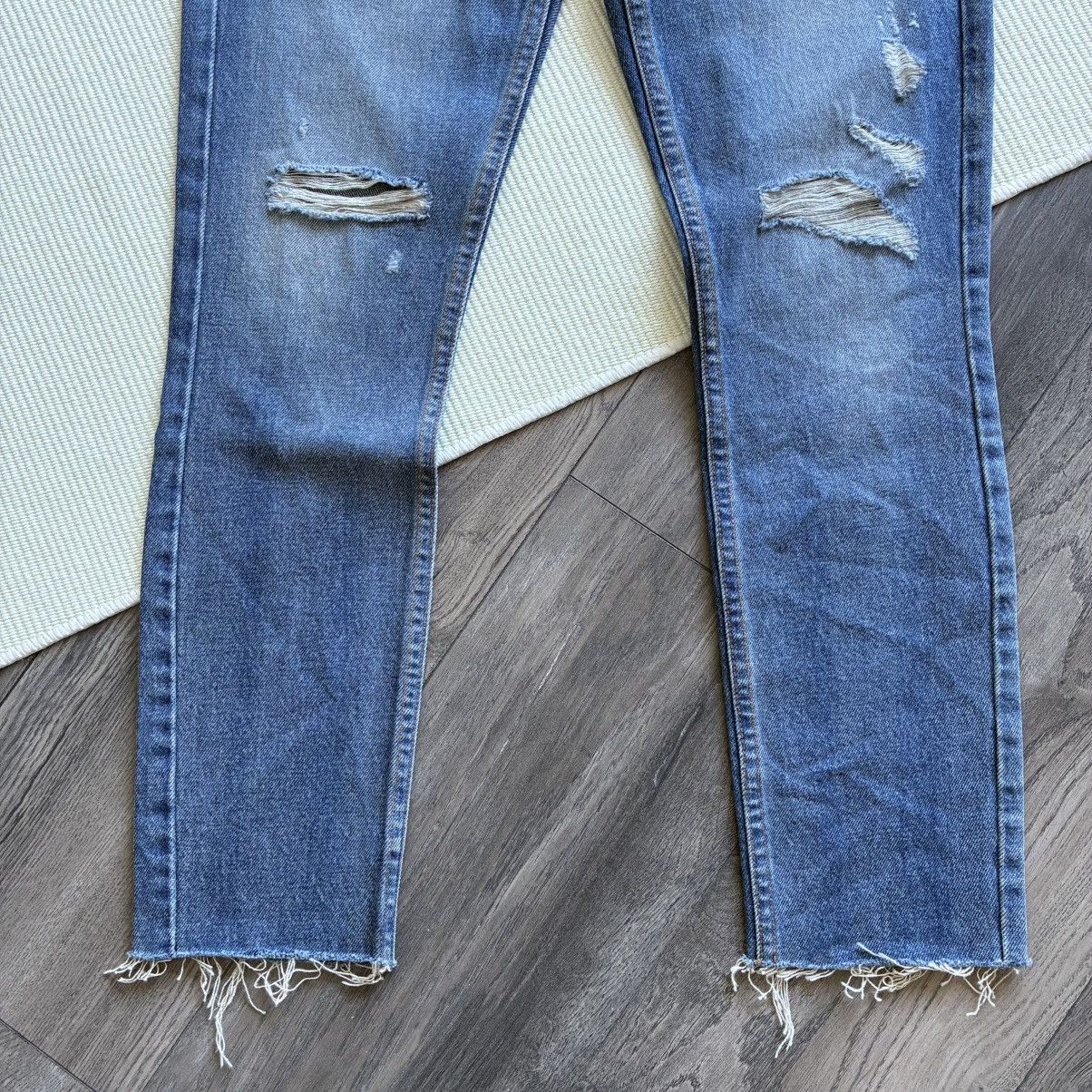 RE/DONE RE/DONE Originals Distressed High Rise Ankle Crop Jeans Size 27" / US 4 / IT 40 - 2 Thumbnail