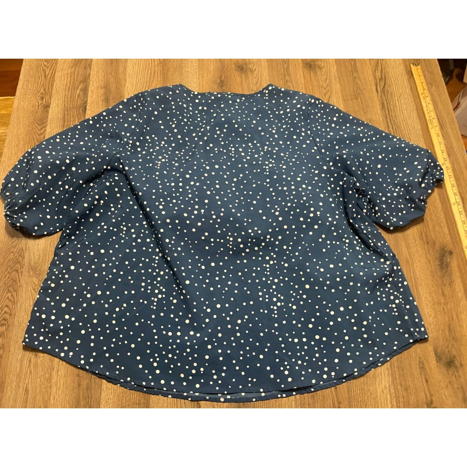 Vintage Bloomchic Blouse Women's Plus Size 26 Shirt Adult Plus White Polka Dots Short Sleeve Modern Casual Bloomchic Size 4XL / US 24-26 - 2 Thumbnail