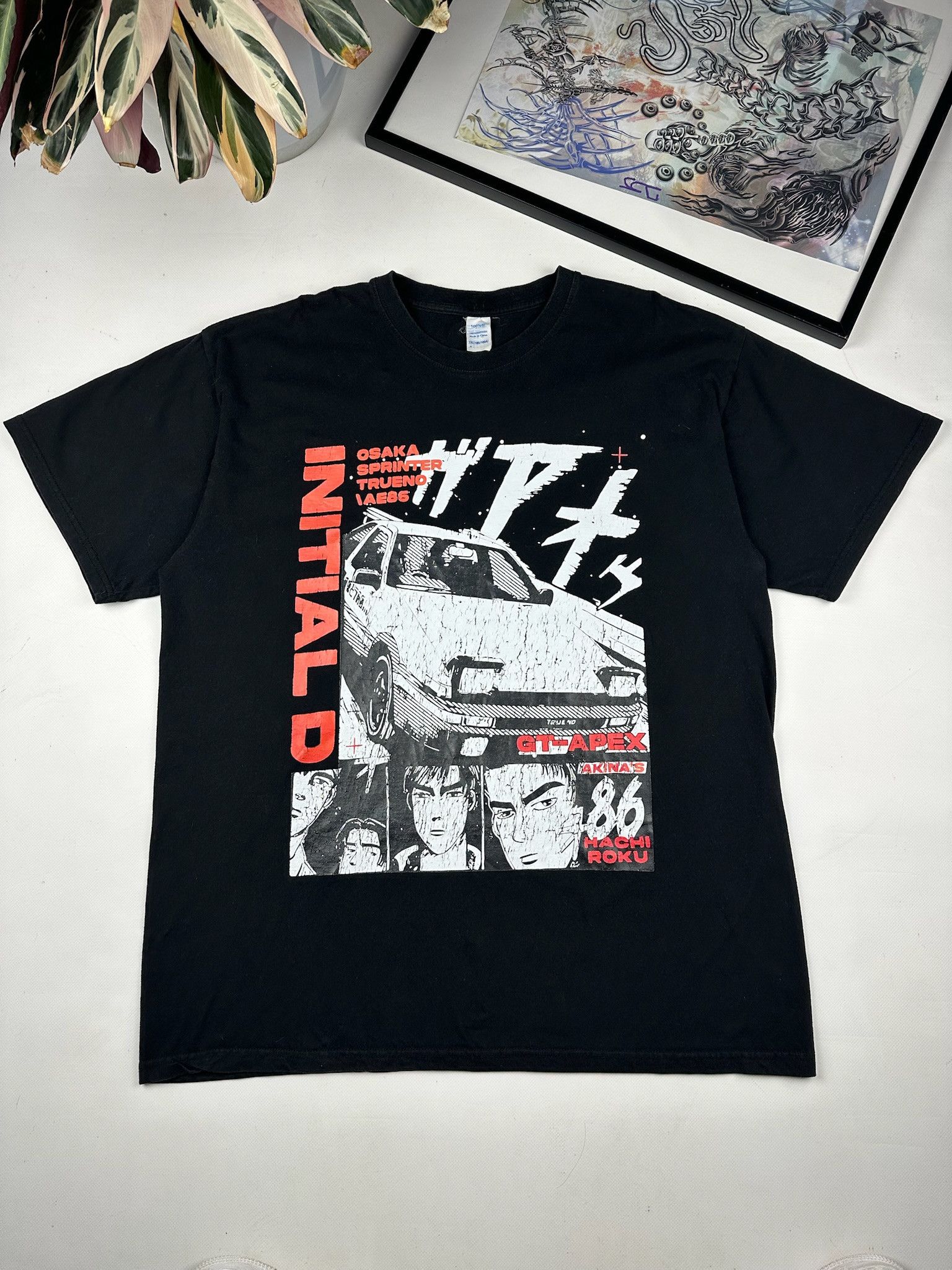 Anime Vintage 90s anime Initial D T-shirt Black Size US XXL / EU 58 / 5 - 1 Thumbnail