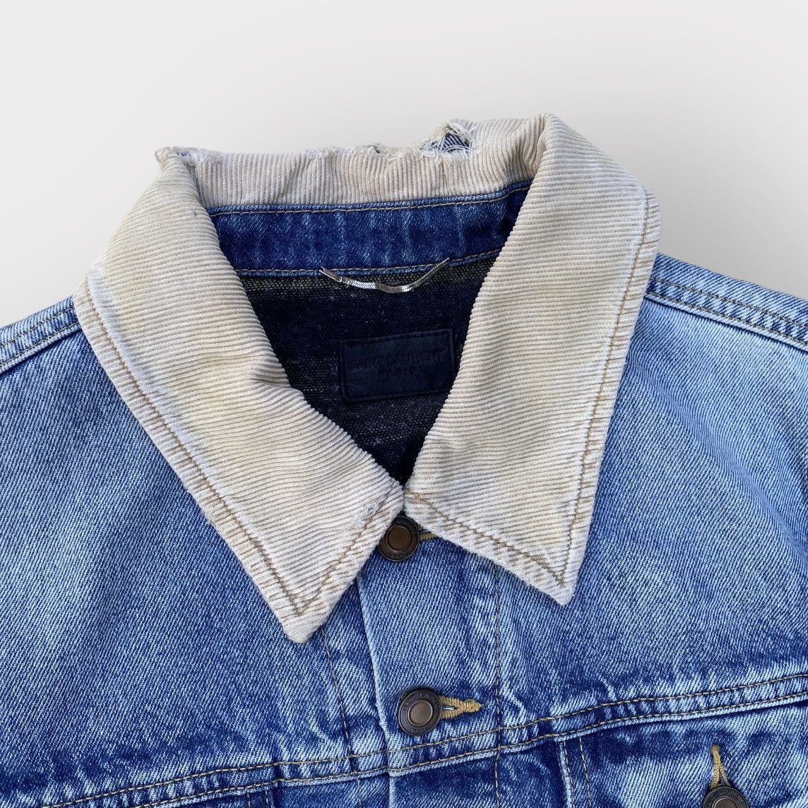 Saint Laurent Paris SLP Corduroy Collar Denim Jacket Size US XS / EU 42 / 0 - 2 Thumbnail