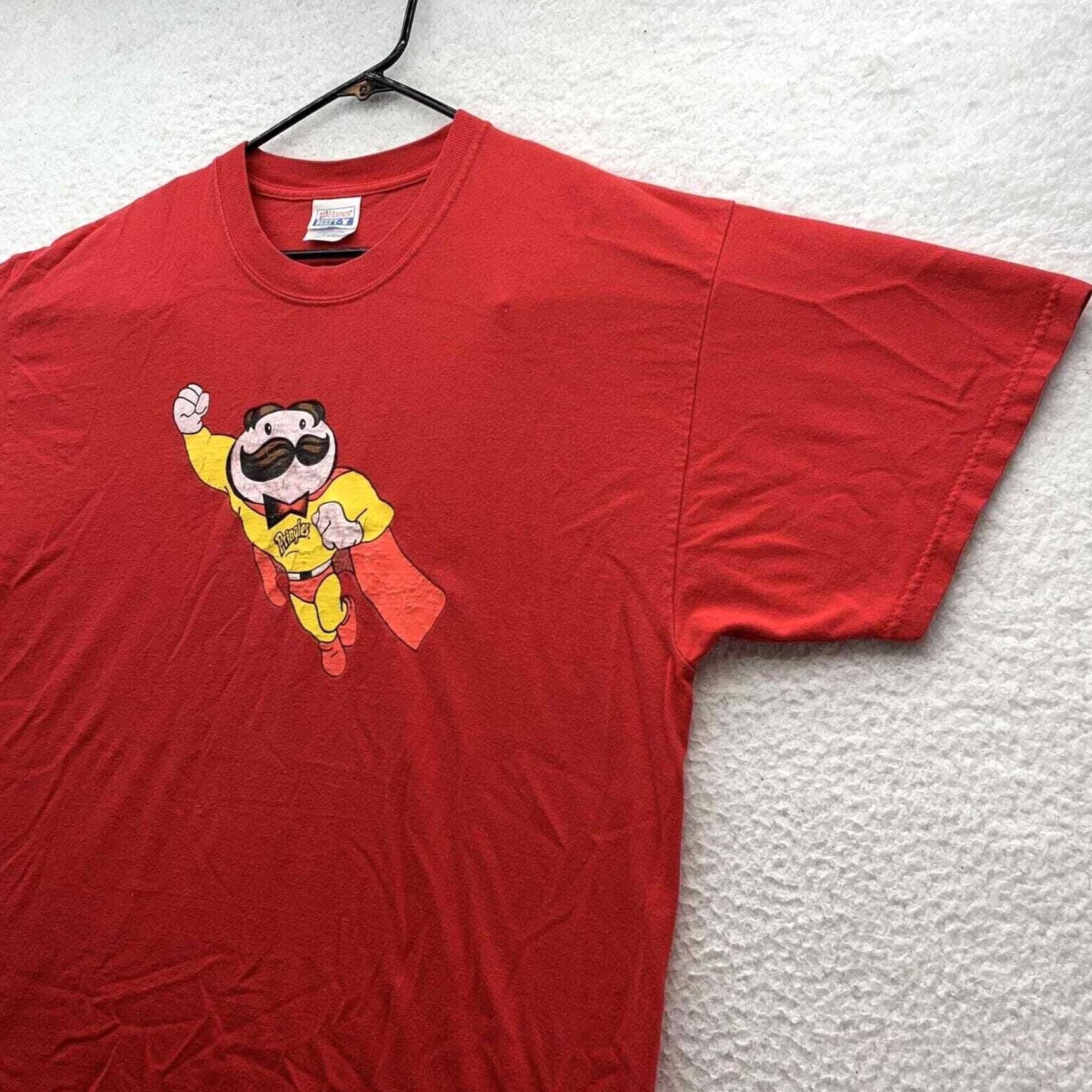 Hanes VINTAGE Hanes Beefy T-Shirt Adult XL X-Large Red Pringles Man Superhero Chips Snacks Size US XL / EU 56 / 4 - 7 Thumbnail