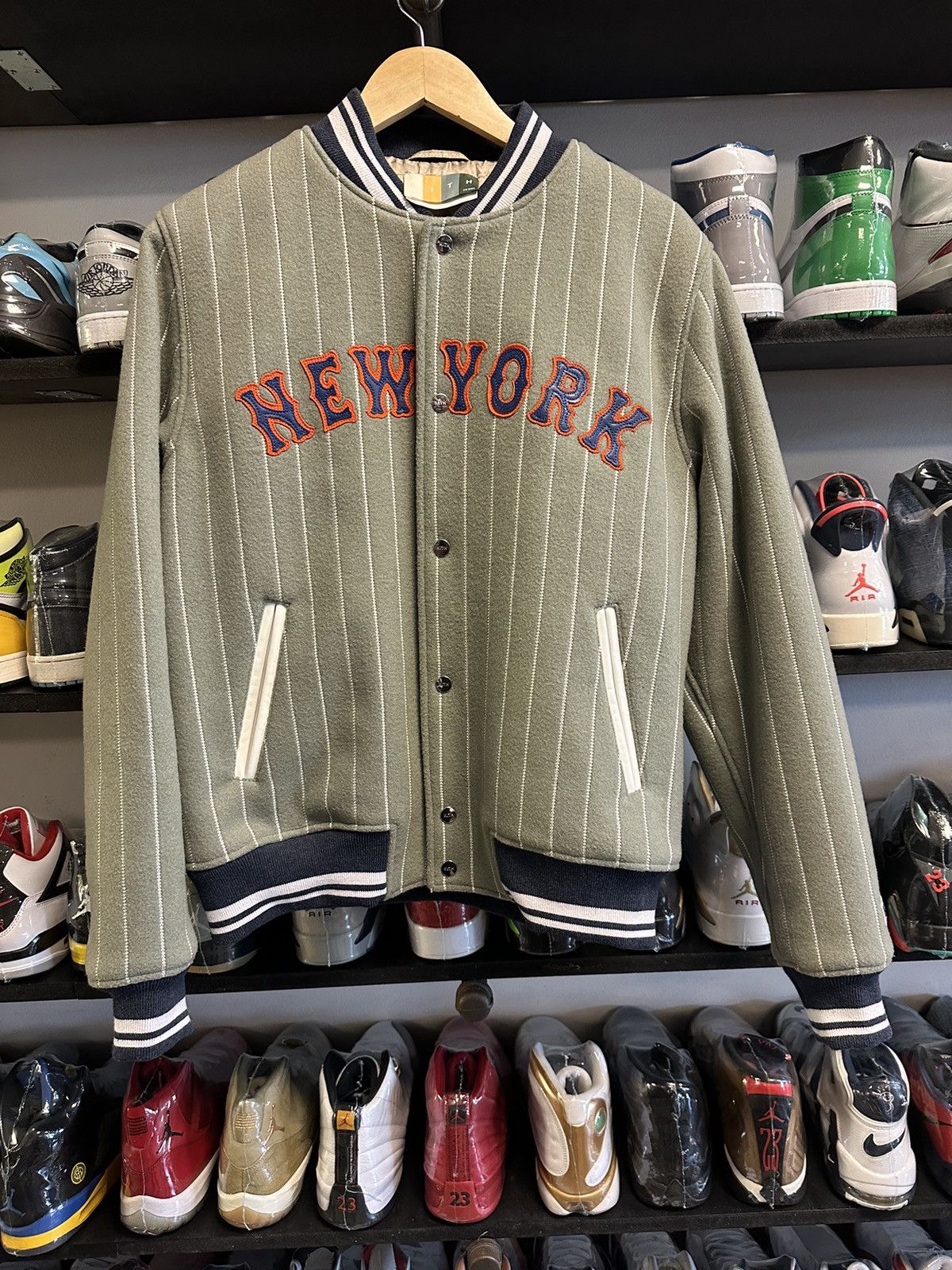 image of Kith Mets, Varsity Jacket, New Size Small in Grey, Men's