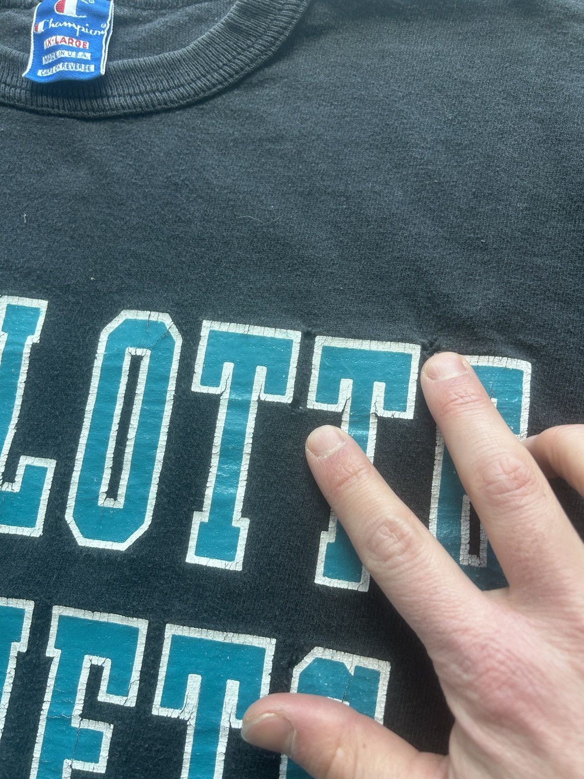 Champion × NBA × Vintage Vintage 90s Charlotte Hornets Graphic Tee Size US XL / EU 56 / 4 - 6 Thumbnail