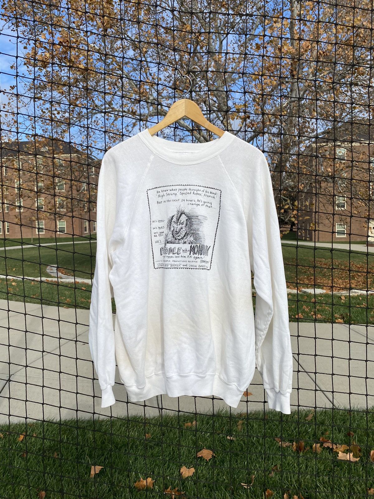 image of Poodle With A Mohawk Art Sweatshirt in White, Men's (Size XL)