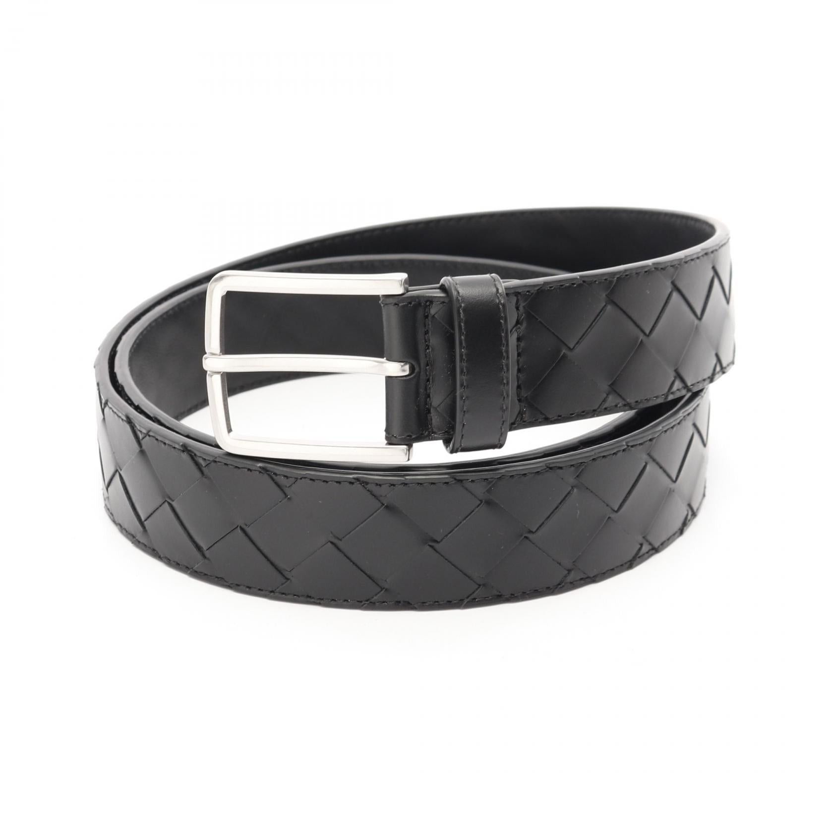 Bottega Veneta Bottega Veneta Intrecciato Belt Leather Black Size ONE SIZE - 1 Thumbnail
