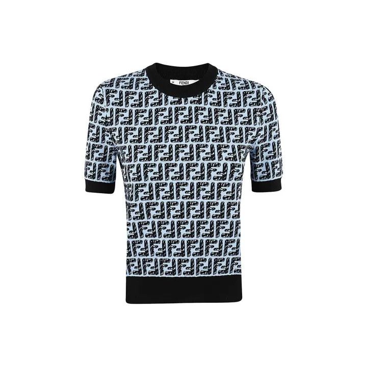 Fendi Fendi Logo Printed Short Sleeve Knit Top 0079 Size M / US 6-8 / IT 42-44 - 1 Thumbnail