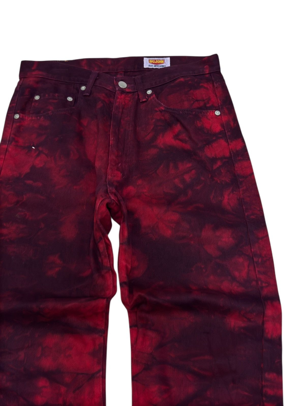 Vintage Big John Red Smoke Wash Tie Dye Jeans Japanese Streetwear Size US 29 - 5 Thumbnail
