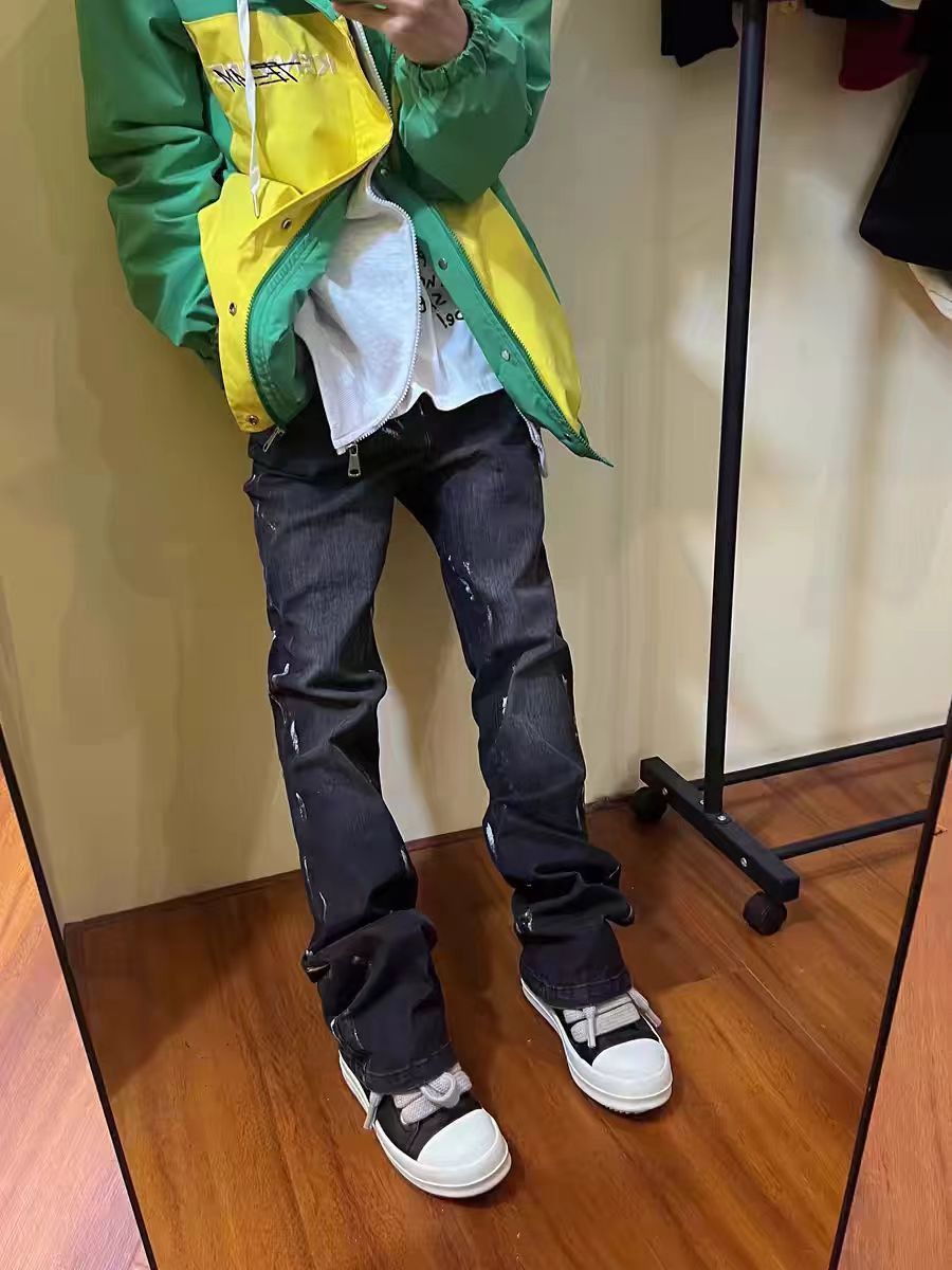 Japanese Brand × Jean Vintage Ink Splash Print Straight Leg Jeans Size US 32 / EU 48 - 4 Thumbnail
