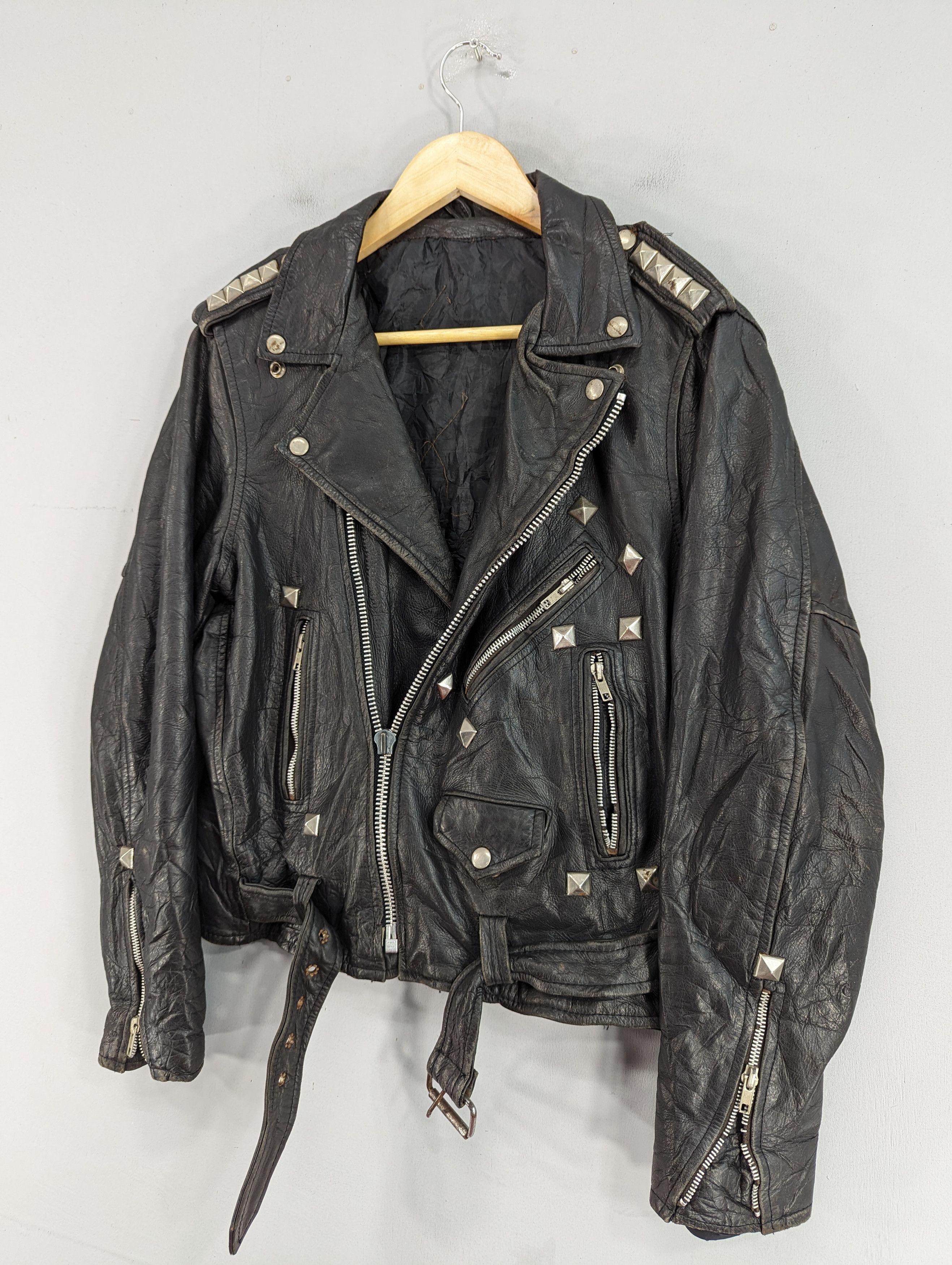 Vintage Vintage 80s Unbrand Double Collar Punk Style Leather Jacket Size US S / EU 44-46 / 1 - 3 Thumbnail
