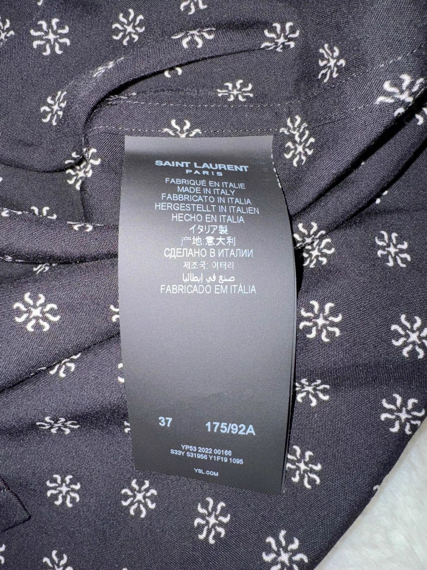 Saint Laurent Paris Saint Laurent SLP Snowflake Shark Collar Shirt 37 Size US S / EU 44-46 / 1 - 6 Thumbnail