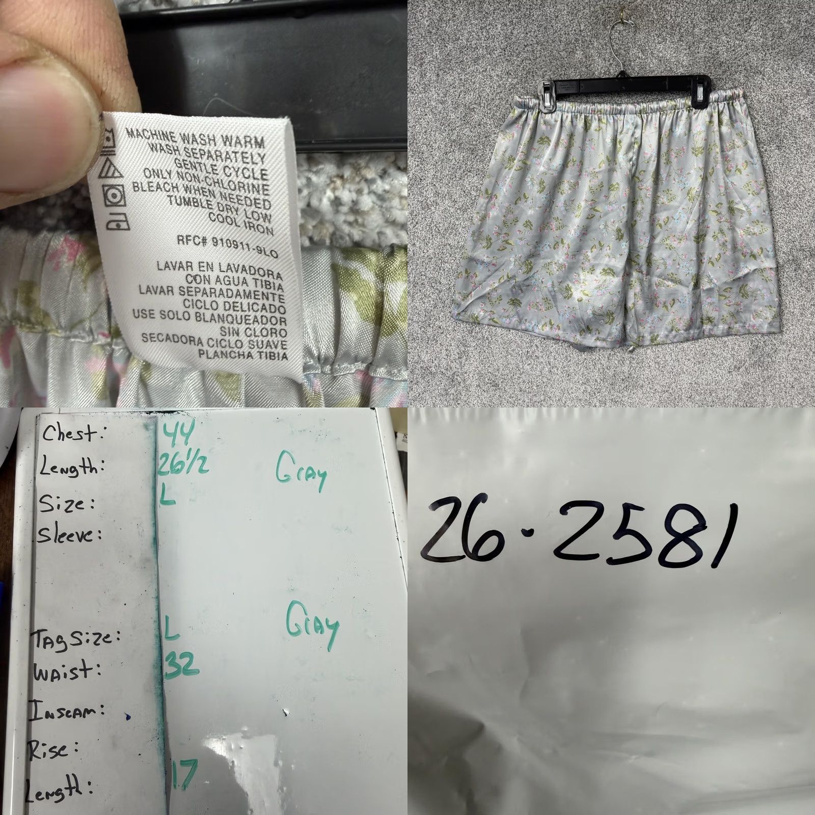 Vintage VINTAGE Secret Treasures Pajama Set Satin Camisole Top & Shorts Floral Gray L Women Size ONE SIZE - 9 Thumbnail