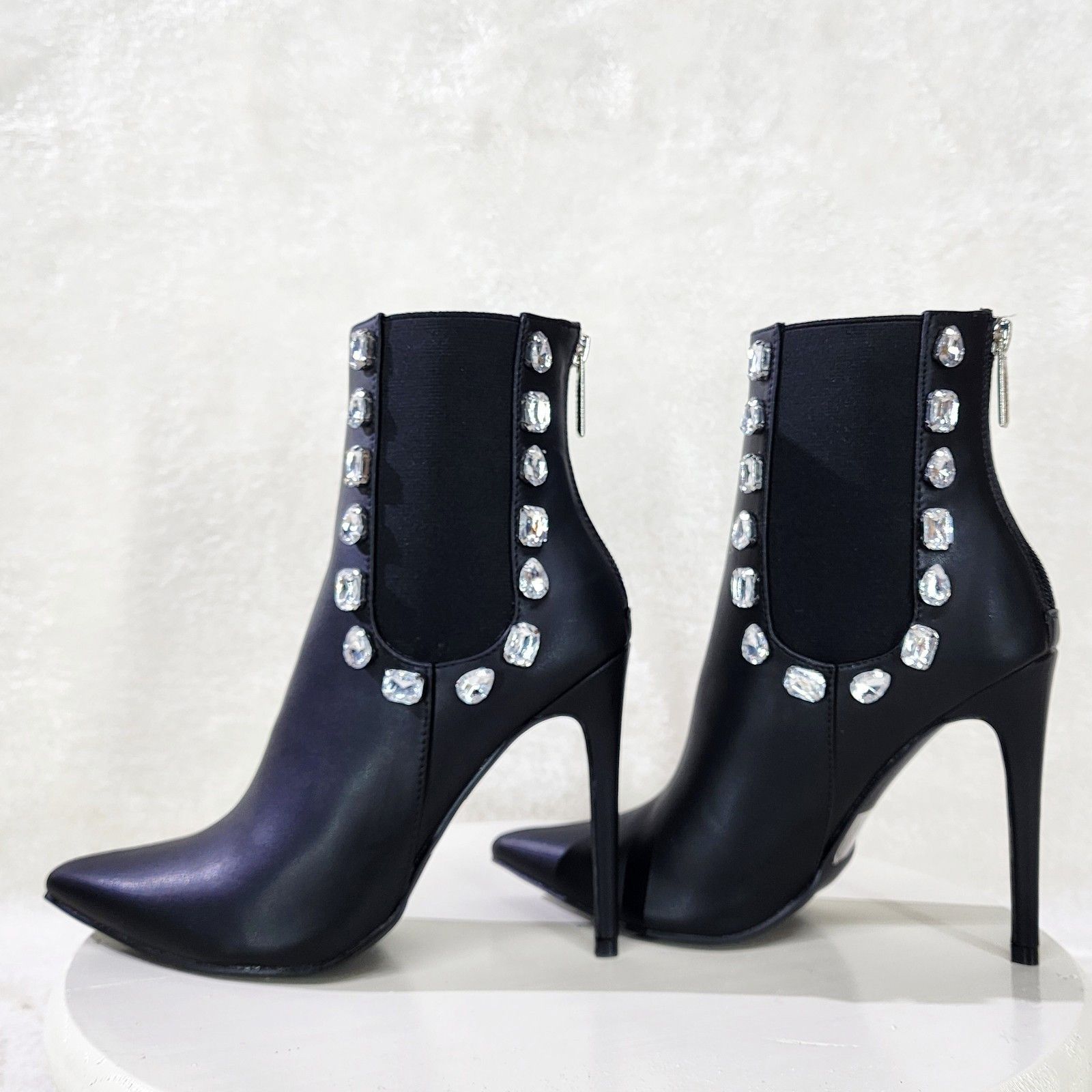 Other Justice Black Fx Leather High Heels Chelsea Boots Ankle Boot Size US 10 / IT 40 - 2 Thumbnail