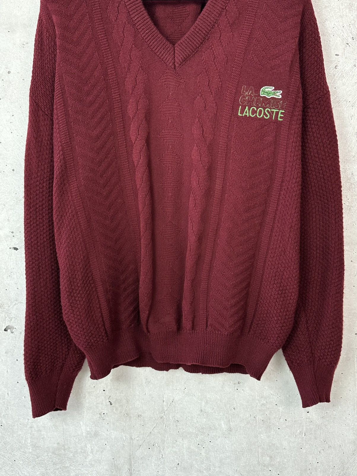 Lacoste Lacoste Chemise Made in France Knit Burgundy V-neck Sweater Size US L / EU 52-54 / 3 - 4 Thumbnail