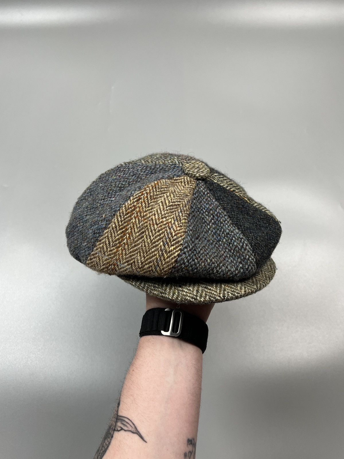 Harris Tweed Harris Tweed Patchwork Tweed Flat Cap (Y0373) Size ONE SIZE - 2 Thumbnail
