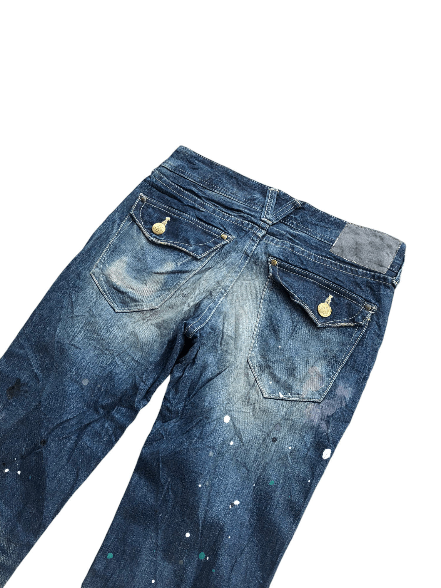 If Six Was Nine × Le Grande Bleu (L.G.B.) × Vanquish Vanquish Gold Distressed splatter flare denim Size US 30 / EU 46 - 5 Thumbnail