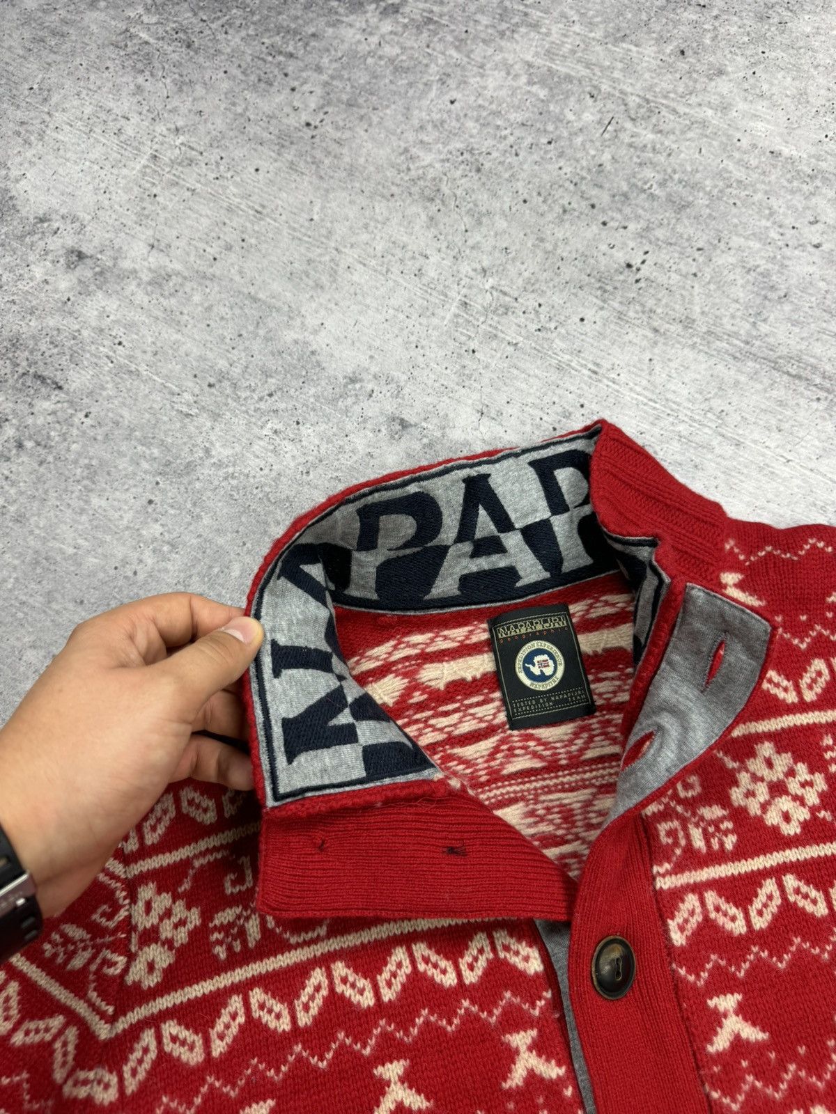 Napapijri × Vintage Vintage Napapijri 90’s Y2K Style Big Logo Rare Wool Sweater Size US L / EU 52-54 / 3 - 11 Thumbnail