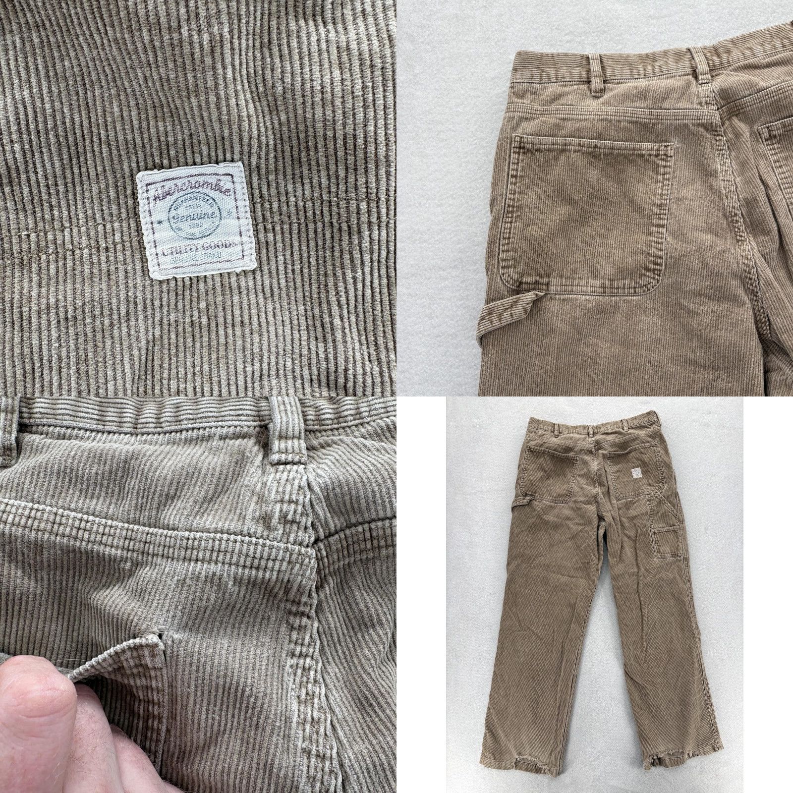 Abercrombie & Fitch VINTAGE Abercrombie & Fitch Carpenter Pants Mens 34x32 Brown Corduroy Relaxed 90s Y2K Casual Workwear.png Size US 34 / EU 50 - 9 Thumbnail